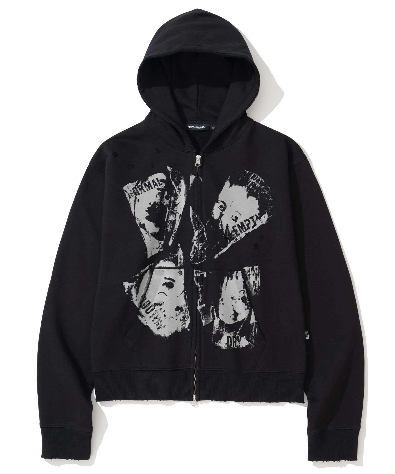 MUSINSA | NOT4NERD Routine Remains Slim Fit Hood Zip Up - Black
