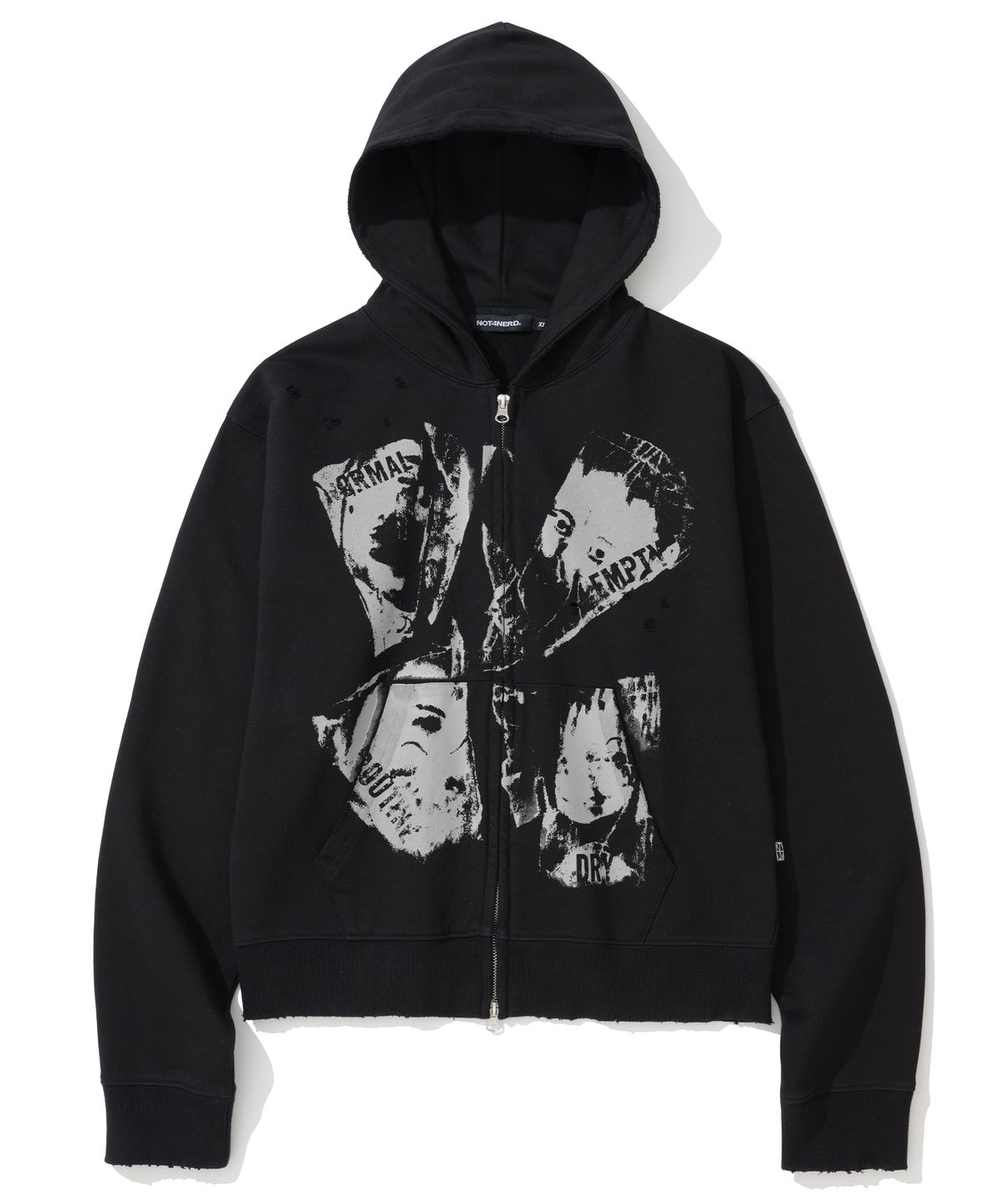 낫포너드(NOT4NERD) Routine Remains Slim Fit Hood Zip Up - Black
