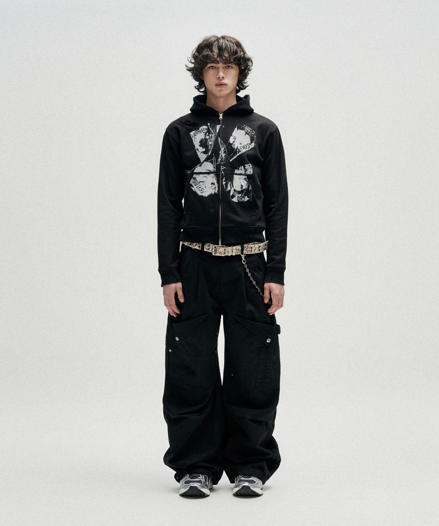 낫포너드(NOT4NERD) Routine Remains Slim Fit Hood Zip Up - Black