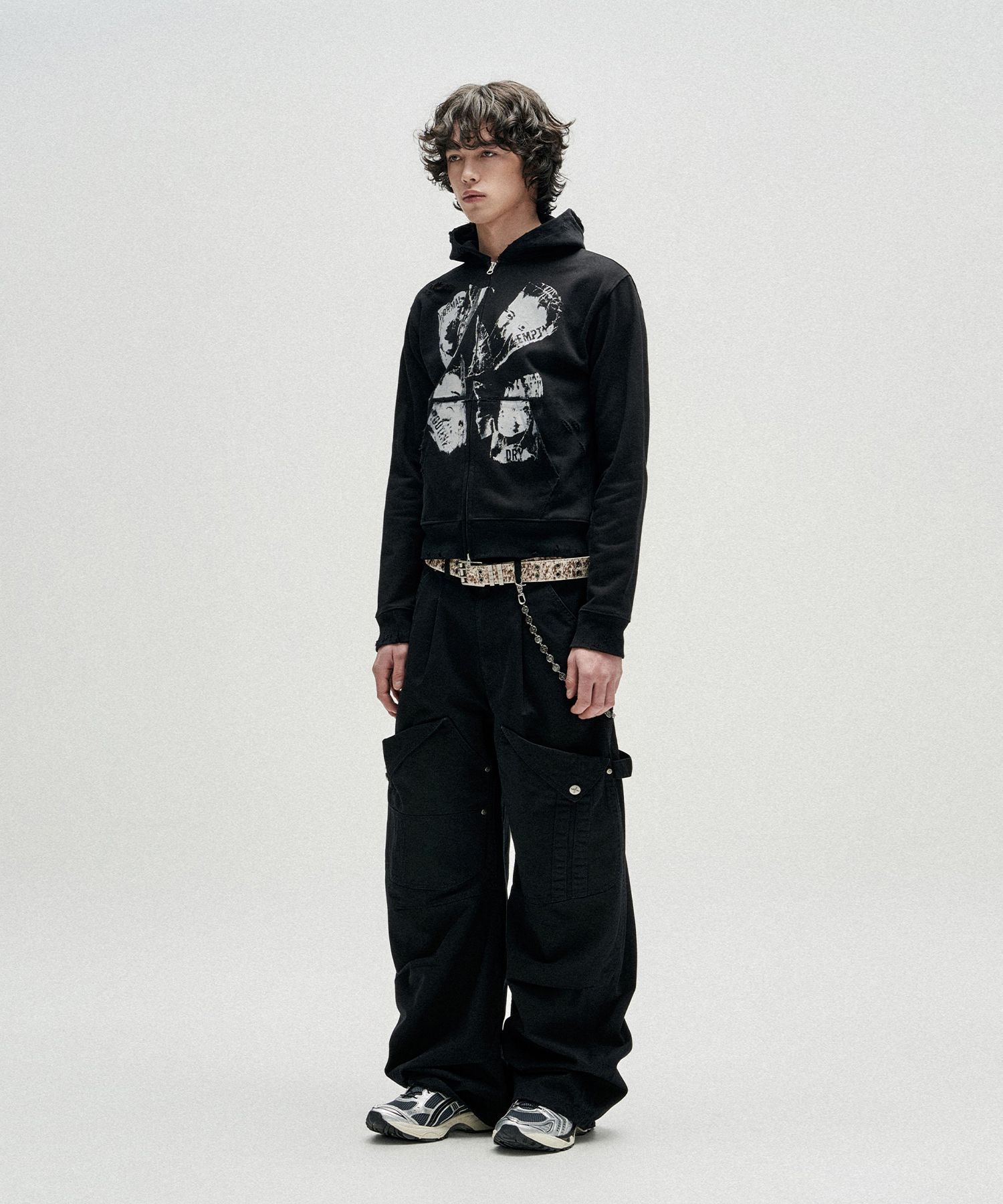 낫포너드(NOT4NERD) Routine Remains Slim Fit Hood Zip Up - Black