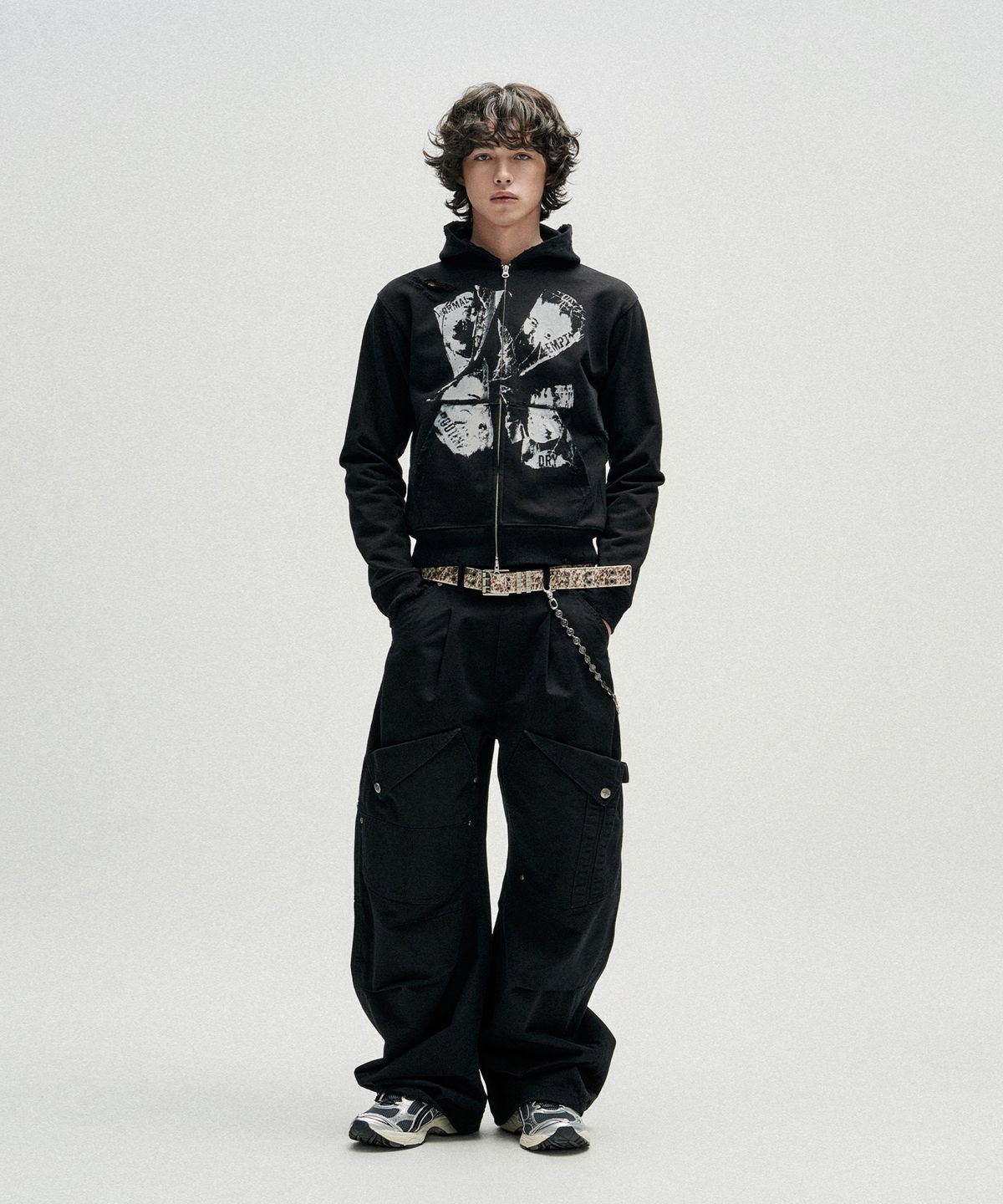 낫포너드(NOT4NERD) Routine Remains Slim Fit Hood Zip Up - Black