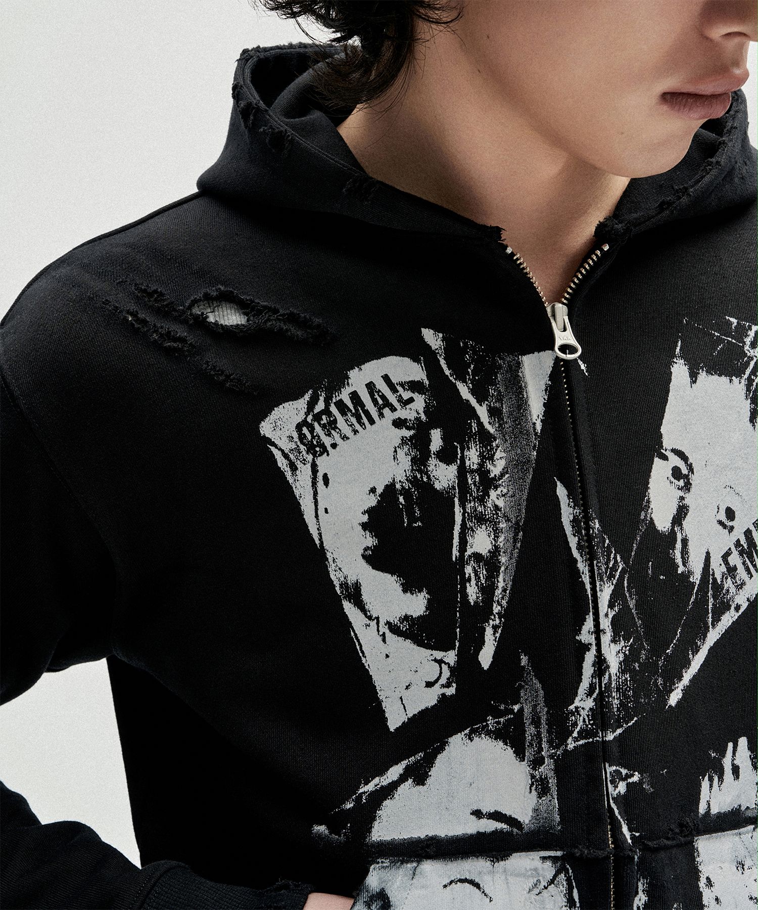 낫포너드(NOT4NERD) Routine Remains Slim Fit Hood Zip Up - Black