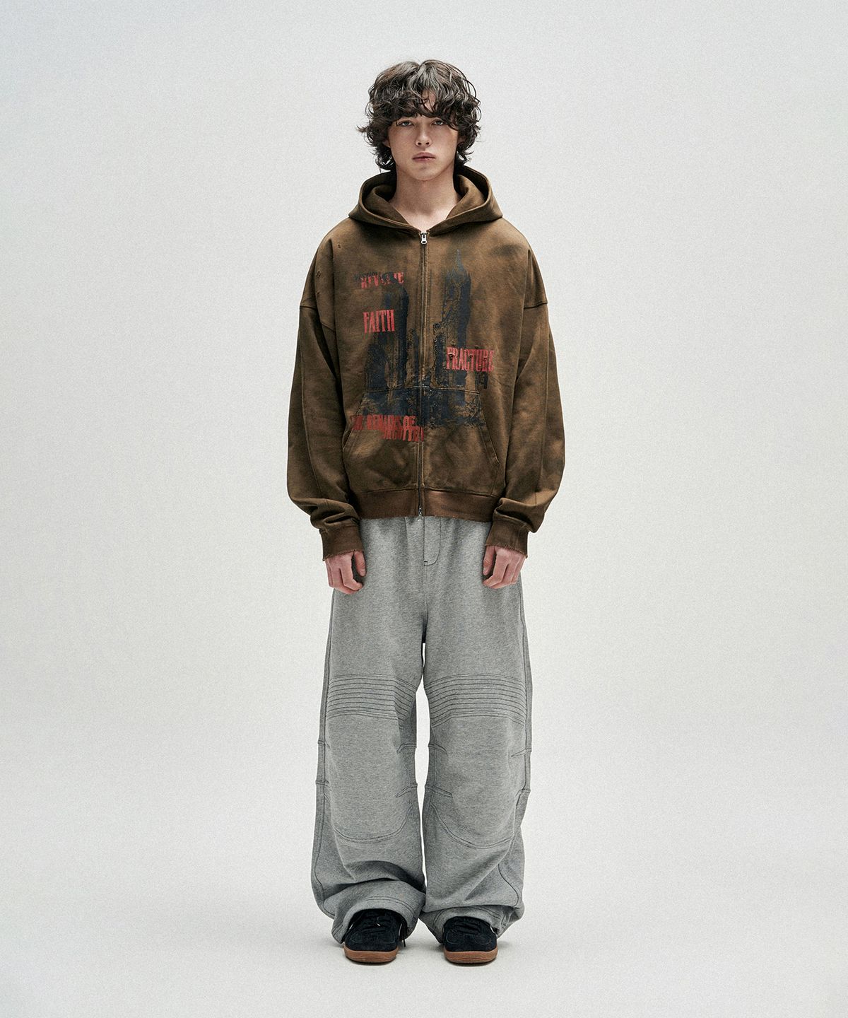 낫포너드(NOT4NERD) Cathedral Oil Washed Hood Zip Up - Brown
