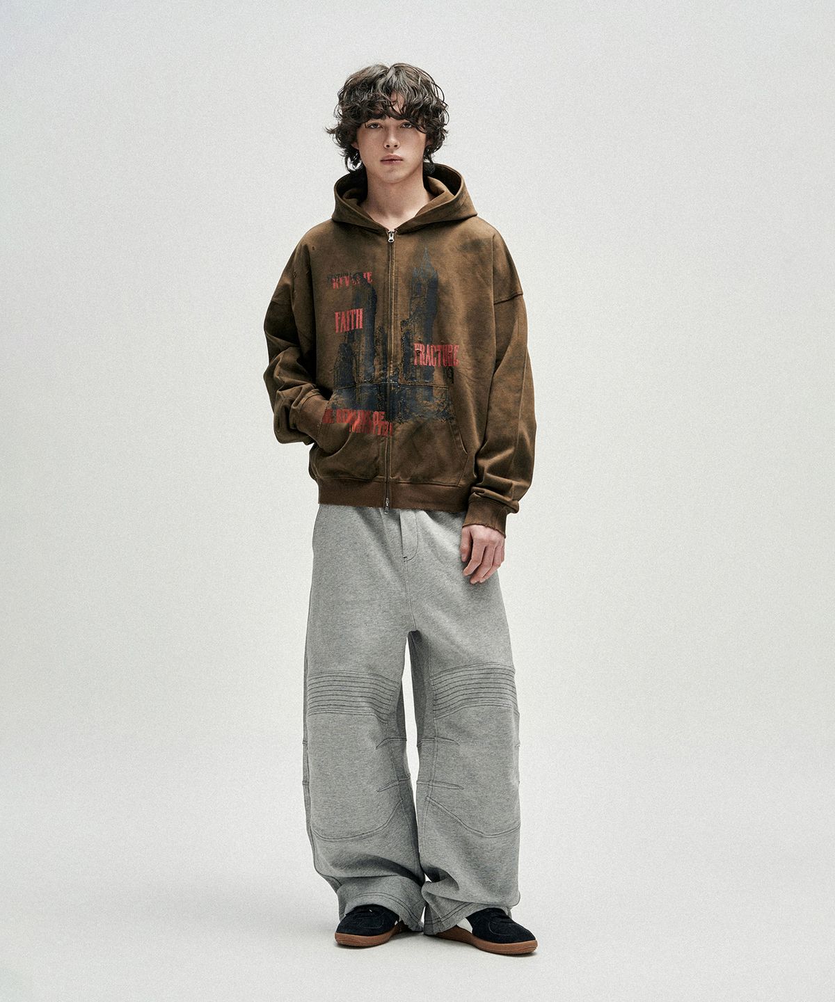 낫포너드(NOT4NERD) Cathedral Oil Washed Hood Zip Up - Brown