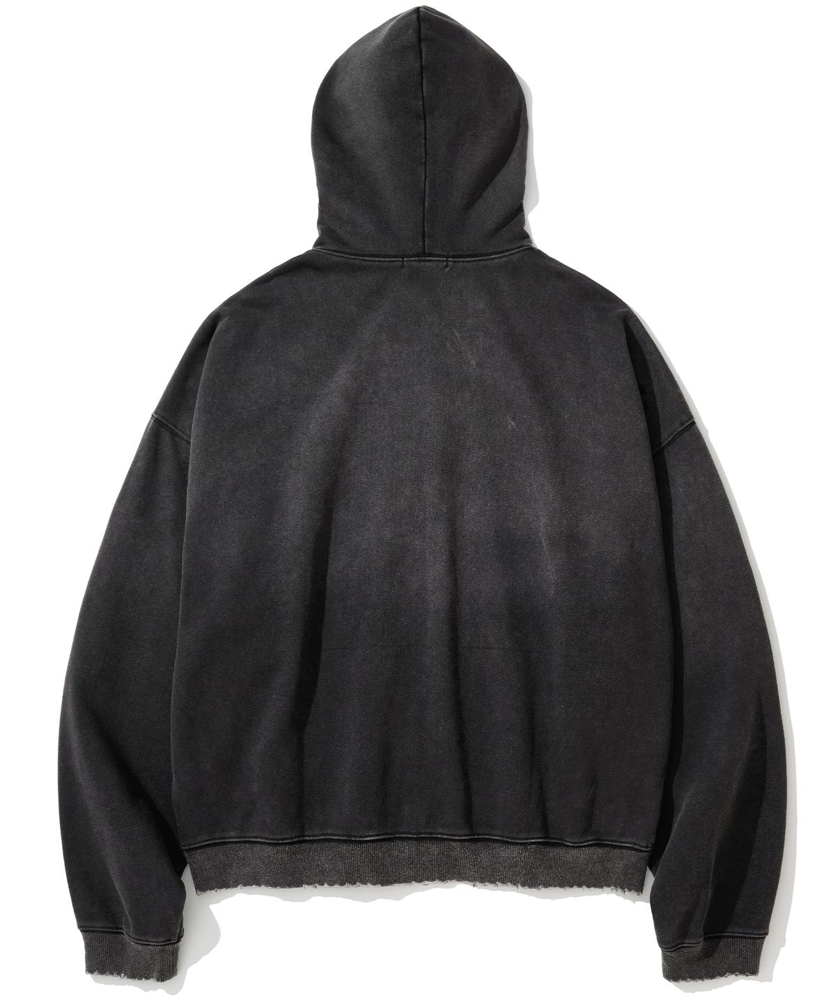낫포너드(NOT4NERD) Distressed Half Slogans Hood Zip Up - Black