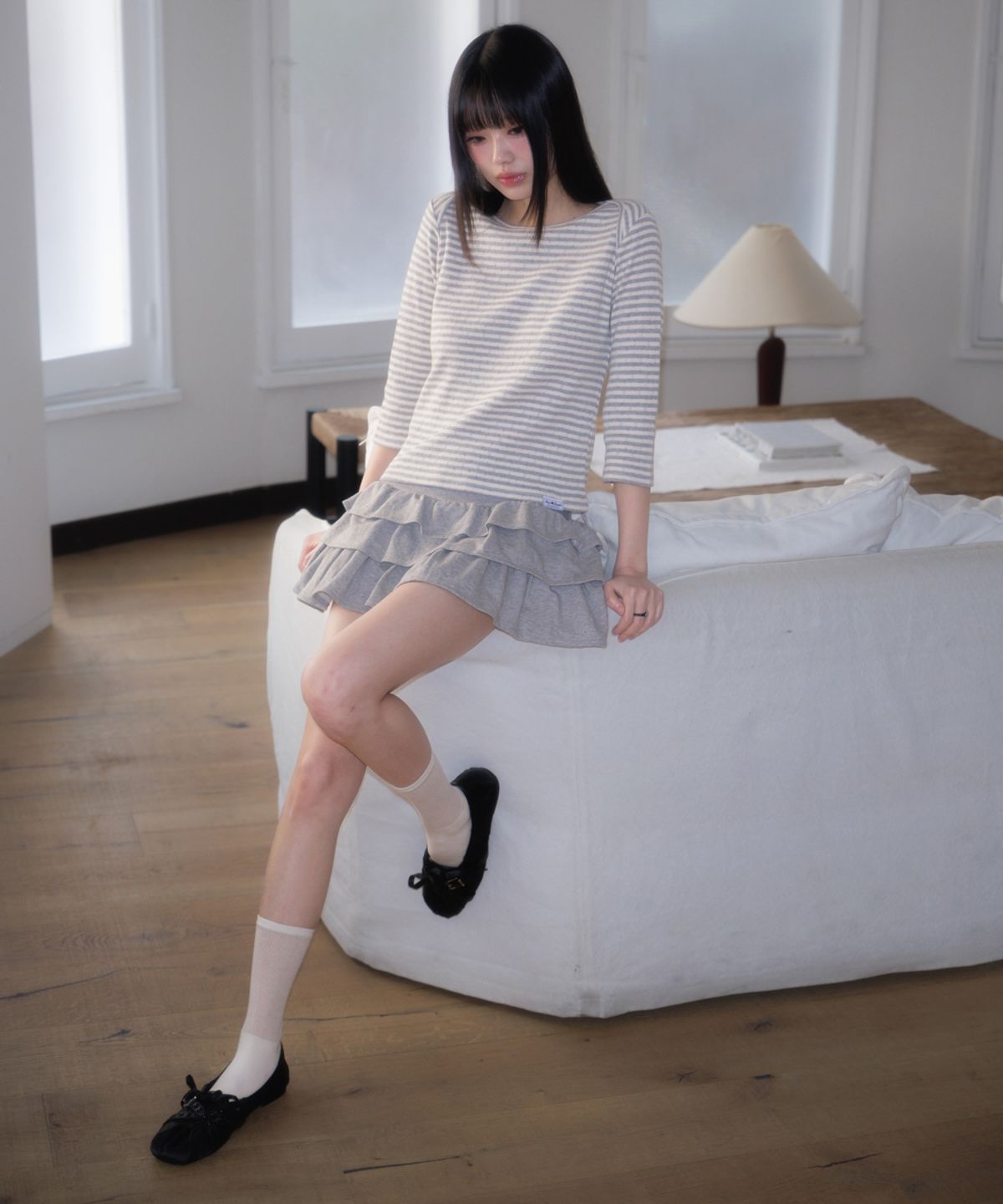 로제프란츠(ROSEFRANTZ) Rose Cancan Mini Skirt [Gray]