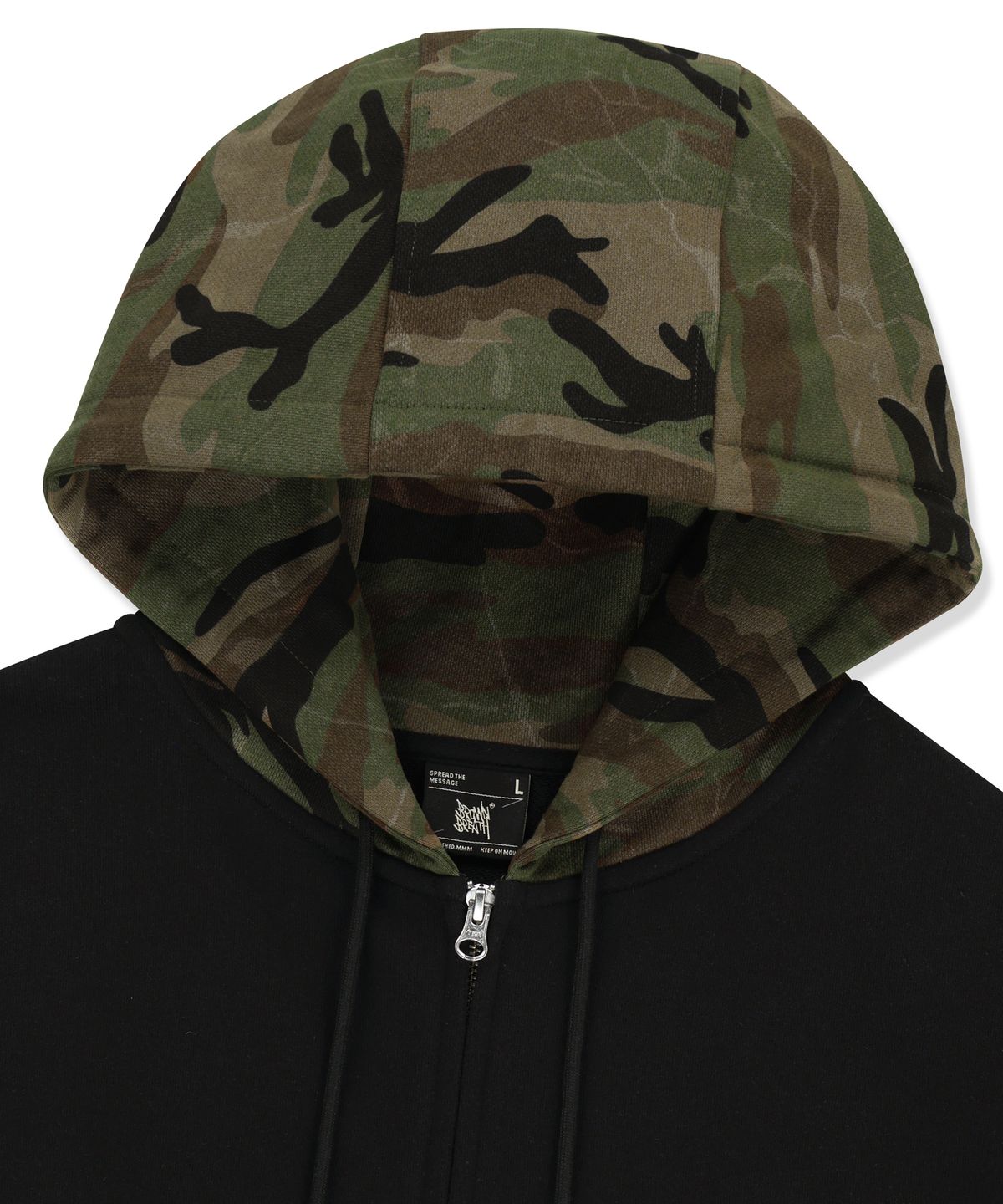 브라운브레스(BROWNBREATH) TAG CAMO BLOCK HOOD ZIP UP - BLACK