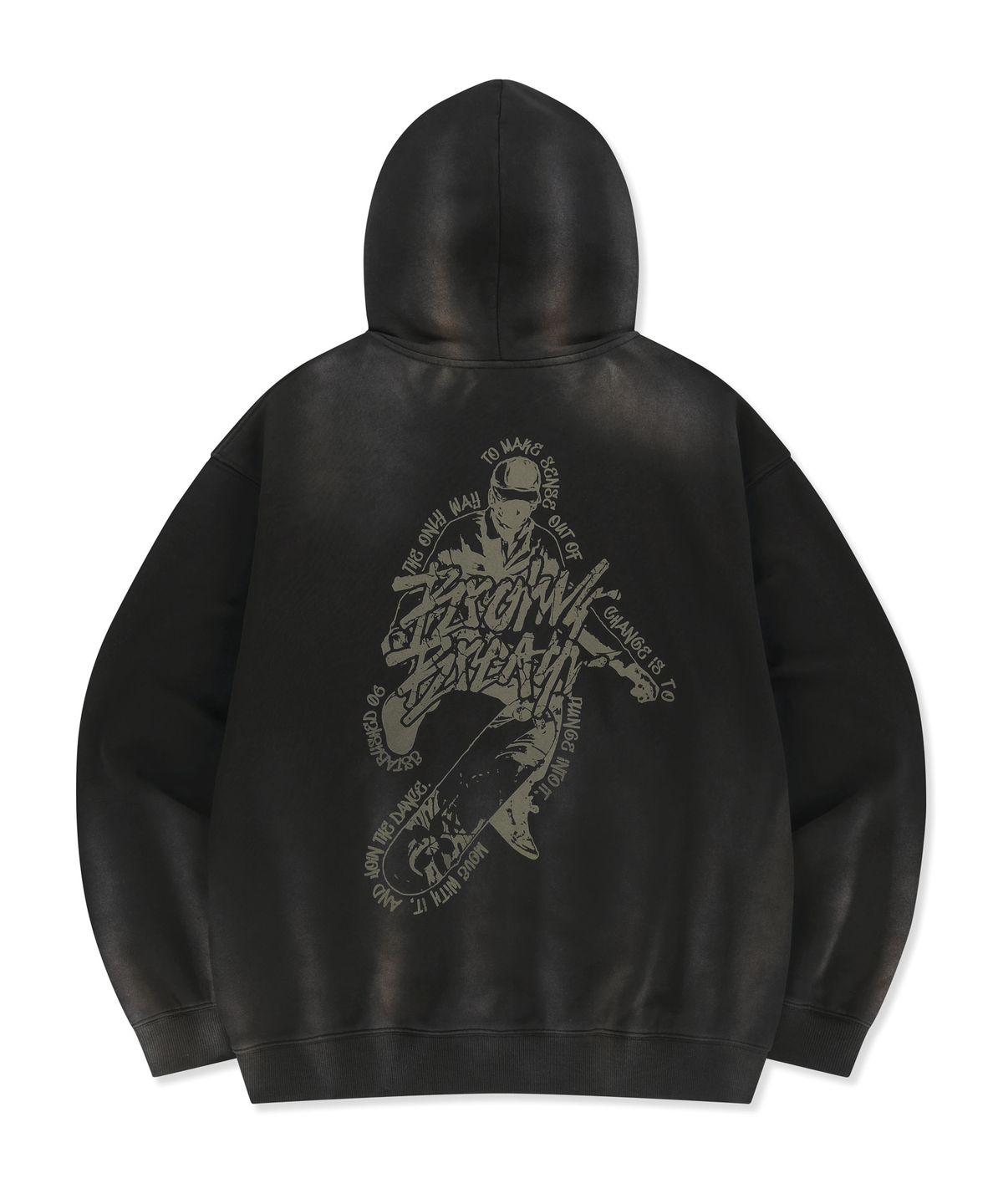 브라운브레스(BROWNBREATH) CRUSH TAG DIRTY HOOD ZIP UP - BLACK