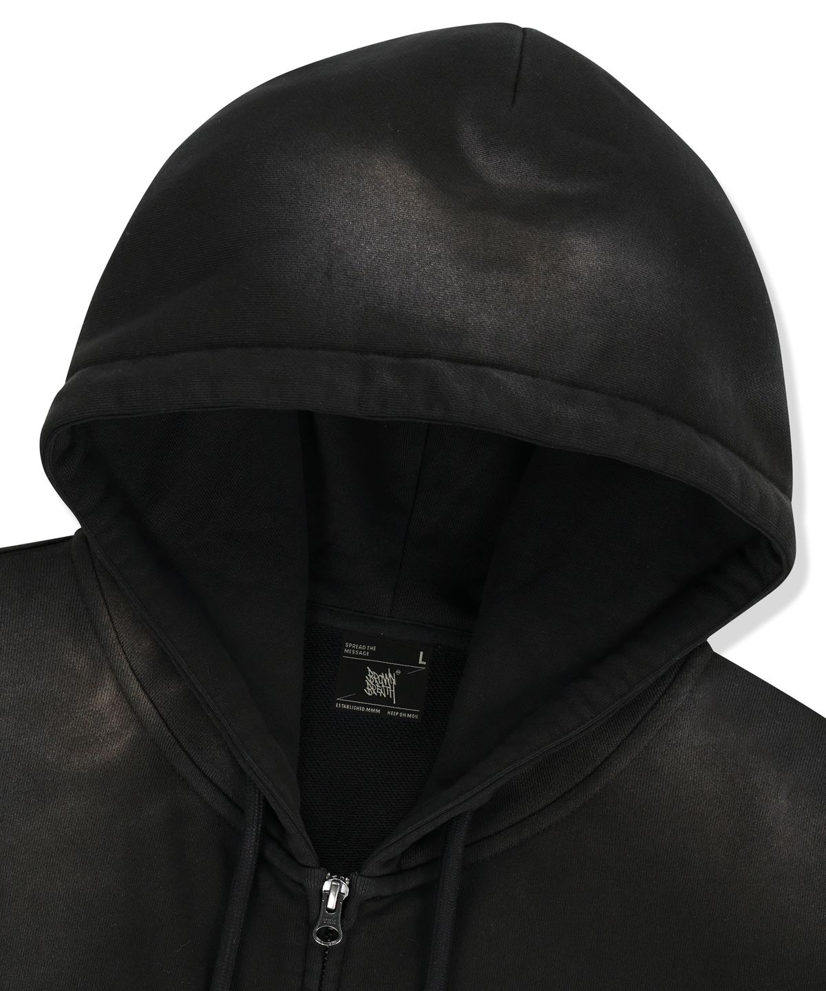 브라운브레스(BROWNBREATH) CRUSH TAG DIRTY HOOD ZIP UP - BLACK