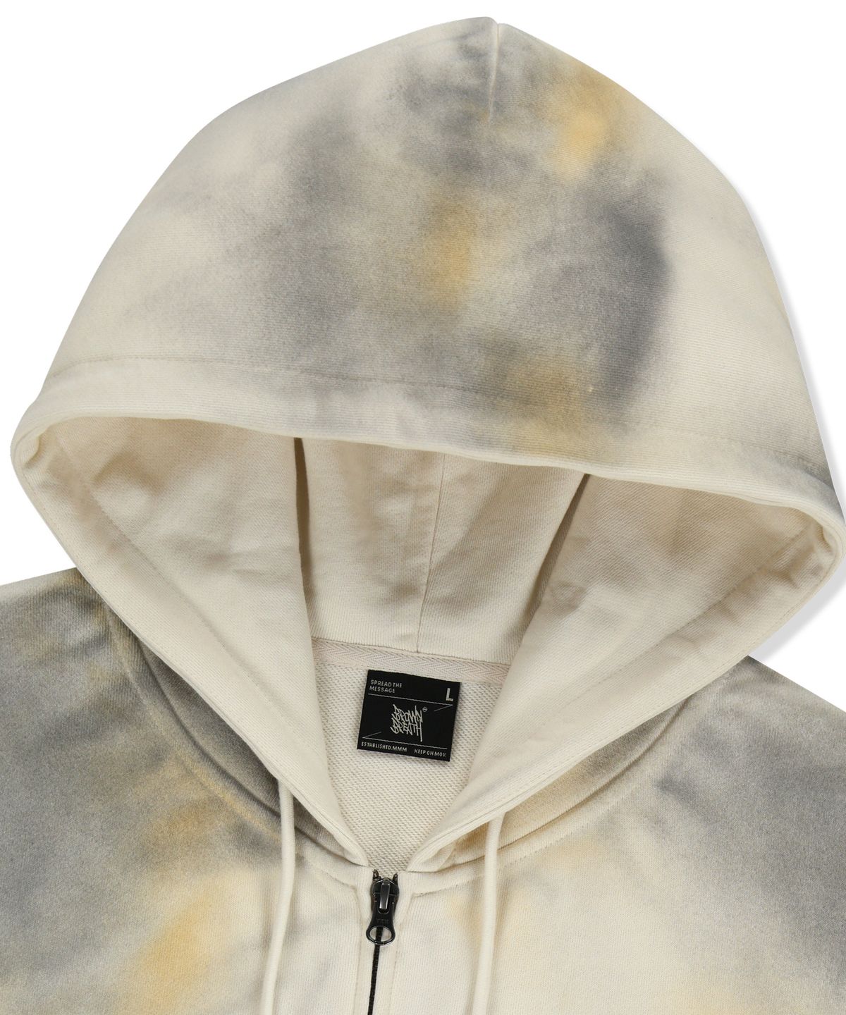 브라운브레스(BROWNBREATH) CRUSH TAG DIRTY HOOD ZIP UP - BEIGE