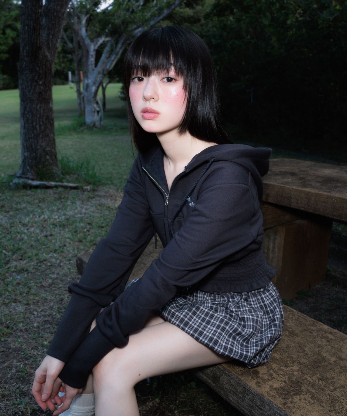 로제프란츠(ROSEFRANTZ) Balloon Check Belted Miniskirt [Black]