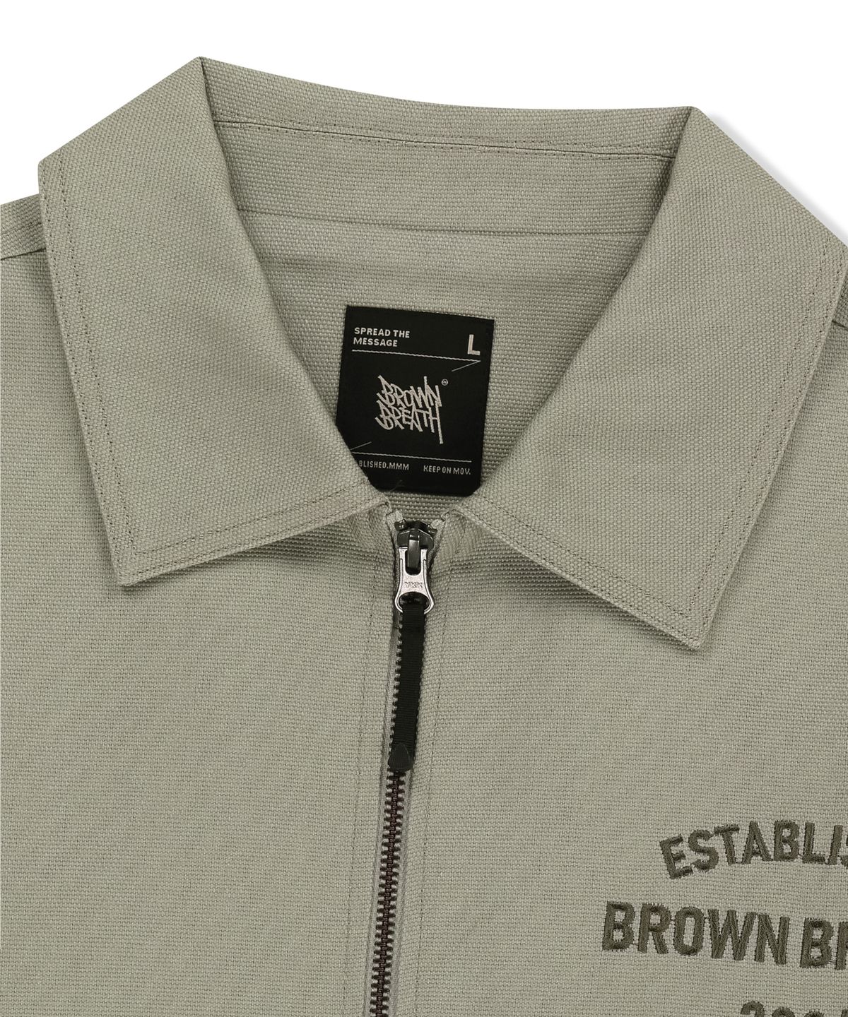 브라운브레스(BROWNBREATH) OXFORD ZIP UP JACKET - LIGHT GREY