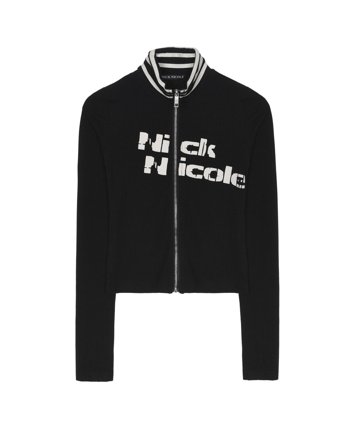 닉앤니콜(NICK&NICOLE) NICOLE SLIM RIBBED KNIT ZIP UP_BLACK