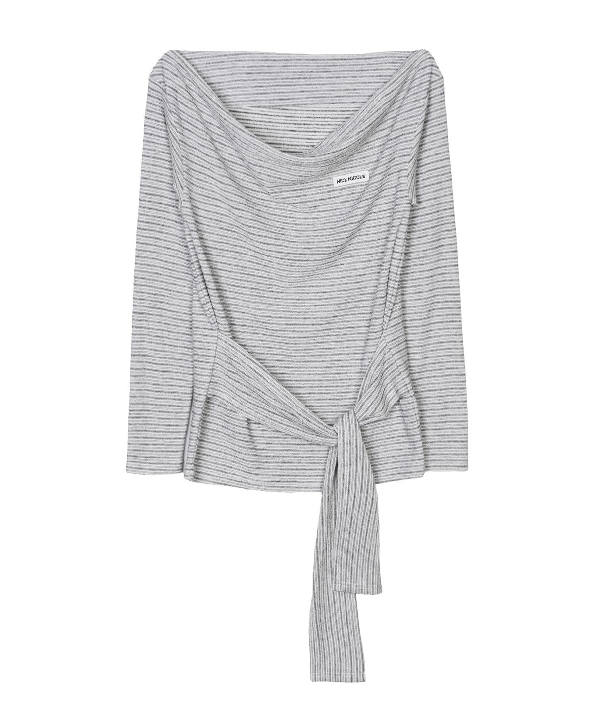 닉앤니콜(NICK&NICOLE) DRAPE WRAP LONG SLEEVE TOP_GRAY