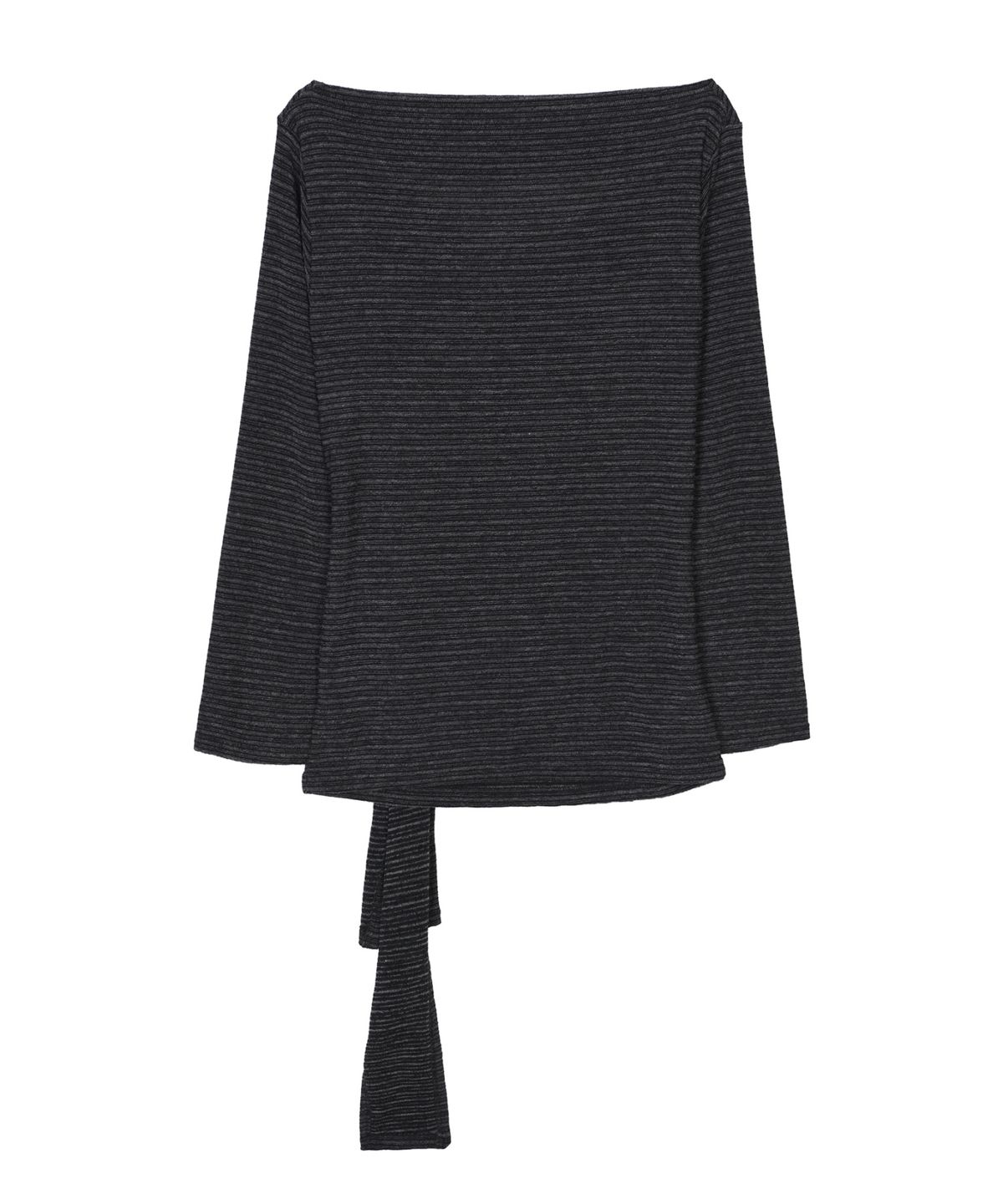닉앤니콜(NICK&NICOLE) DRAPE WRAP LONG SLEEVE TOP_CHARCOAL