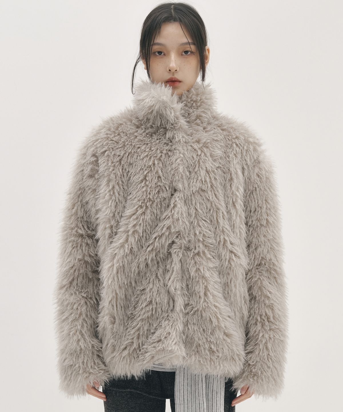 닉앤니콜(NICK&NICOLE) SOFT SHAGGY FUR JACKET_GRAY