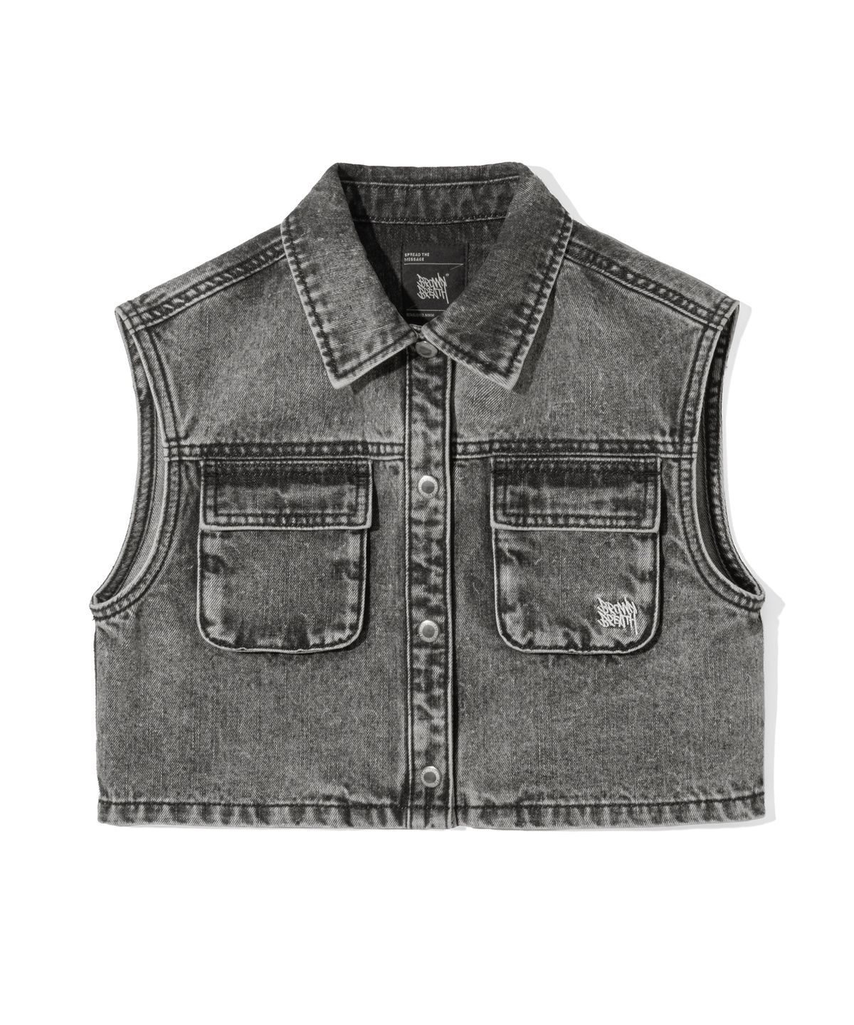 브라운브레스 키즈(BROWNBREATH KIDS) KIDS GIRL CROP DENIM VEST - DARK GREY