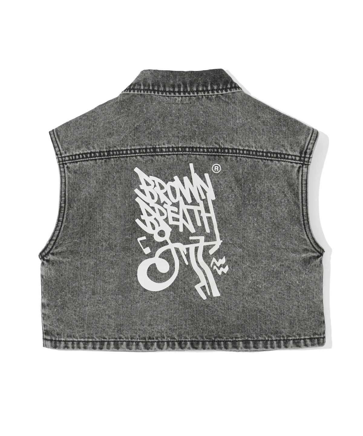 브라운브레스 키즈(BROWNBREATH KIDS) KIDS GIRL CROP DENIM VEST - DARK GREY