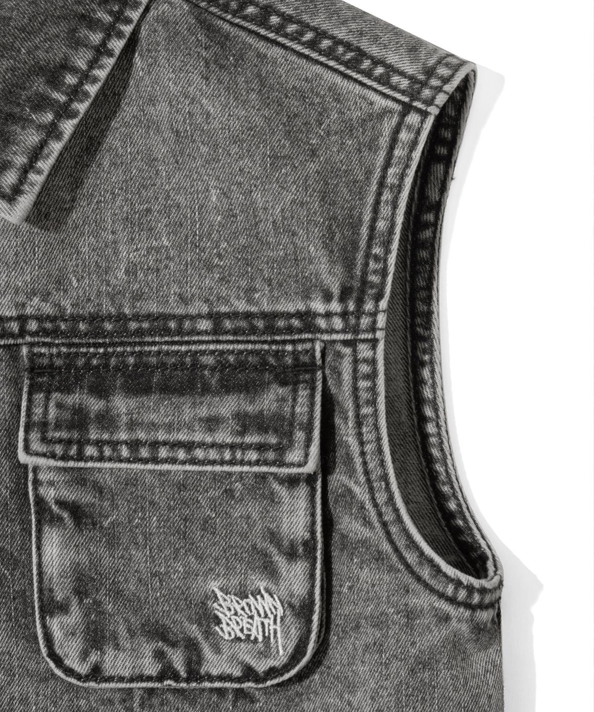 브라운브레스 키즈(BROWNBREATH KIDS) KIDS GIRL CROP DENIM VEST - DARK GREY