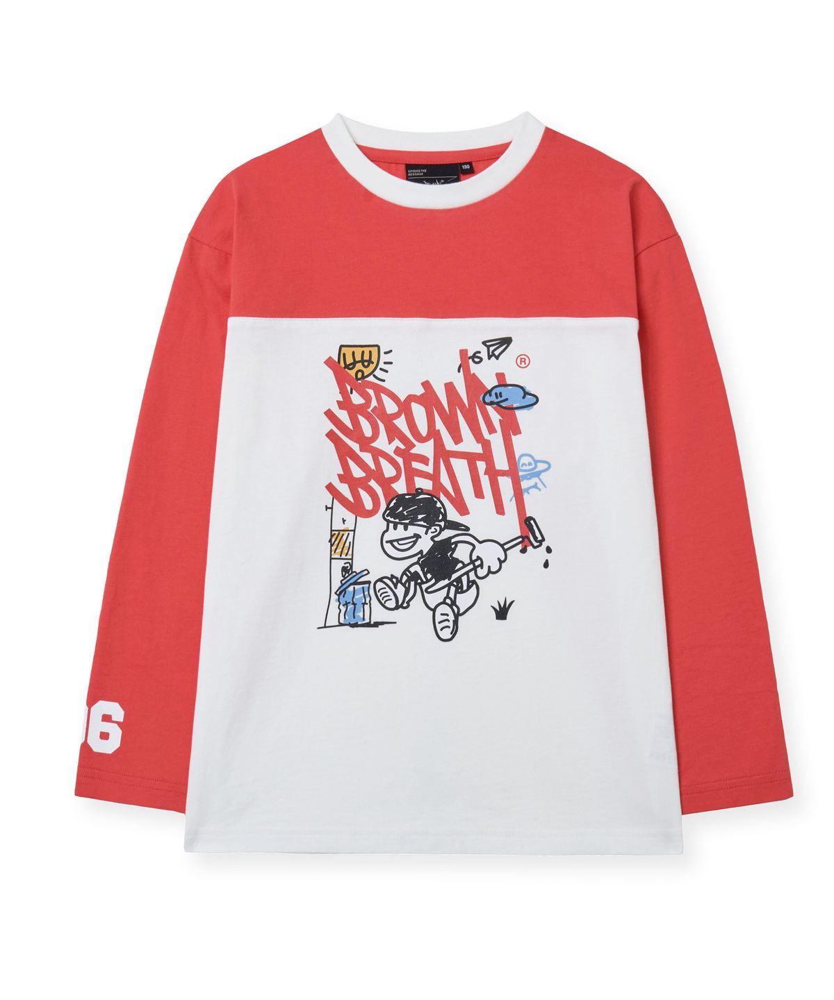 브라운브레스 키즈(BROWNBREATH KIDS) KIDS TAG COLOR BLOCK LONGSLEEVE - RED