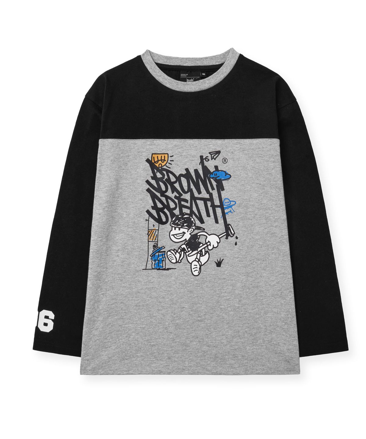 브라운브레스 키즈(BROWNBREATH KIDS) KIDS TAG COLOR BLOCK LONGSLEEVE - BLACK