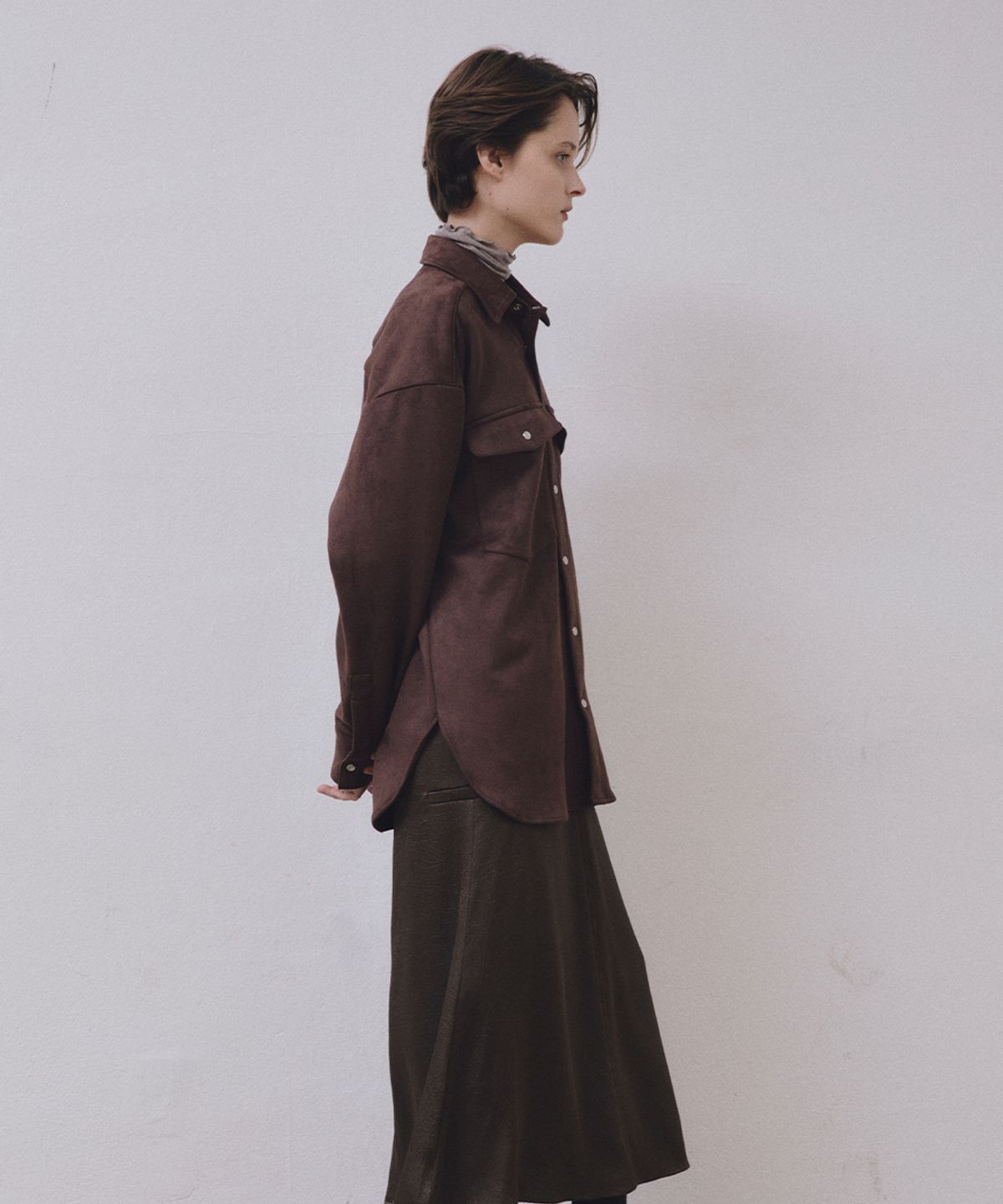 미드앤로우(MIDNLOW) Suede Shirts Jacket (Brick)_스웨이드 자켓