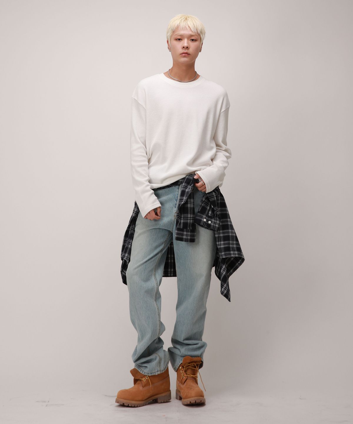 디벨로브(DEVELOVE) 베이직 와플 롱슬리브_아이보리