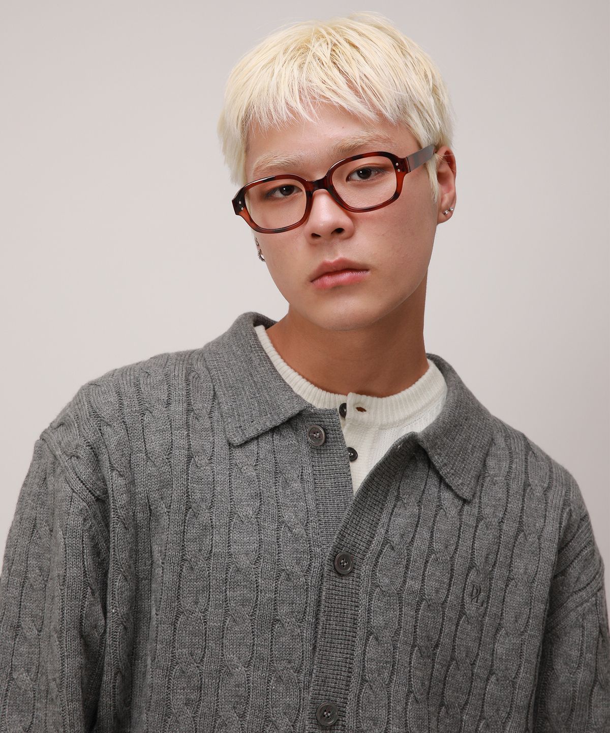 디벨로브(DEVELOVE) 소프트 케이블 카라 가디건_그레이