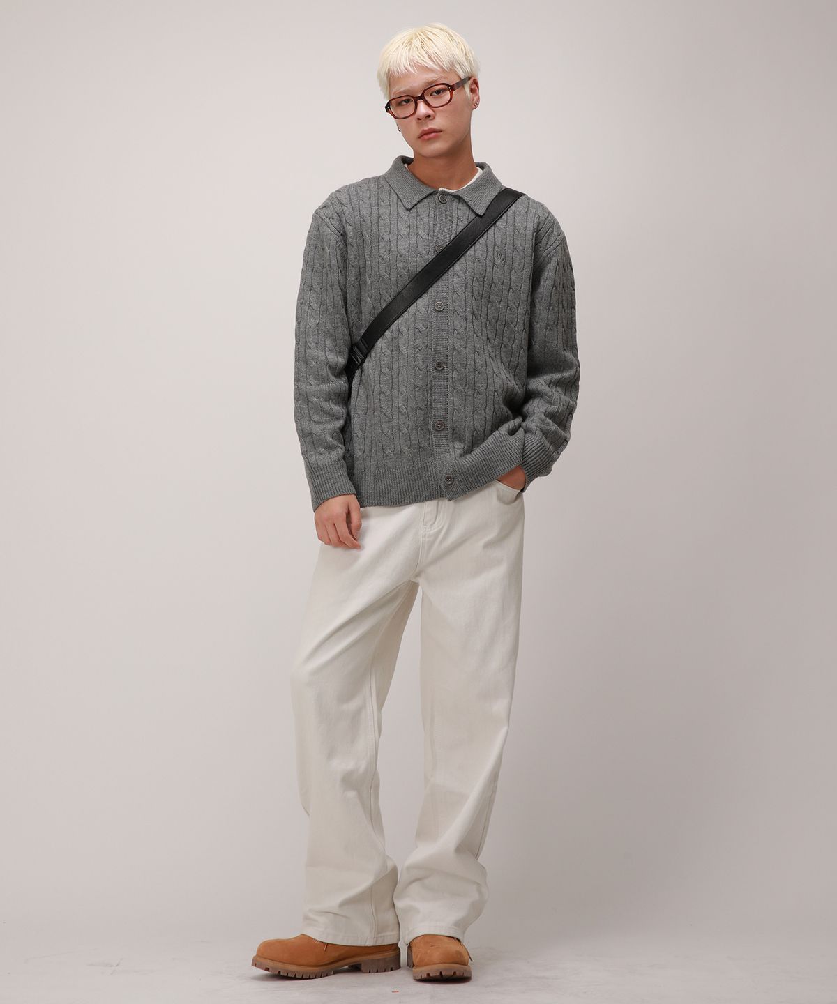 디벨로브(DEVELOVE) 소프트 케이블 카라 가디건_그레이