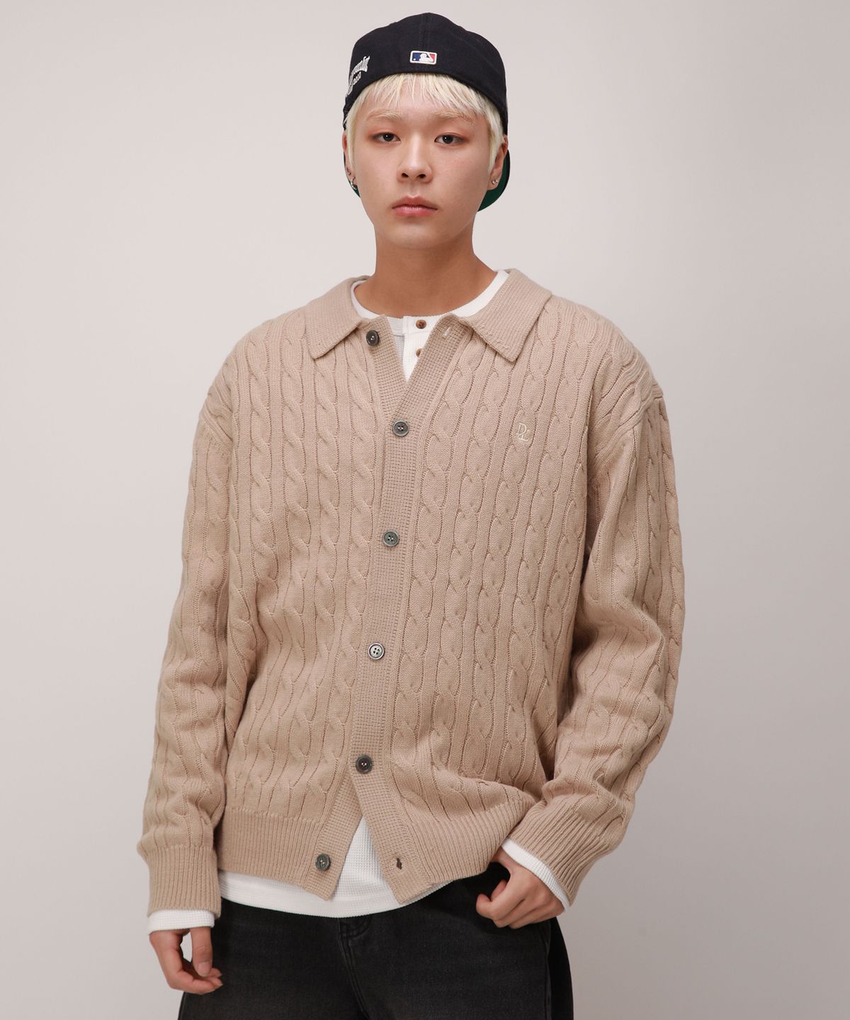 디벨로브(DEVELOVE) 소프트 케이블 카라 가디건_베이지