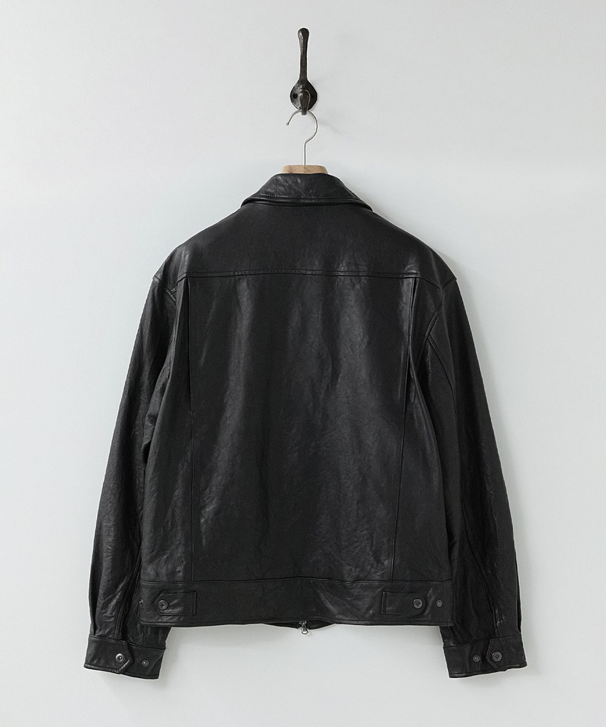 러프사이드(ROUGHSIDE) Motorcycle Drizzler Jacket Lambskin Black