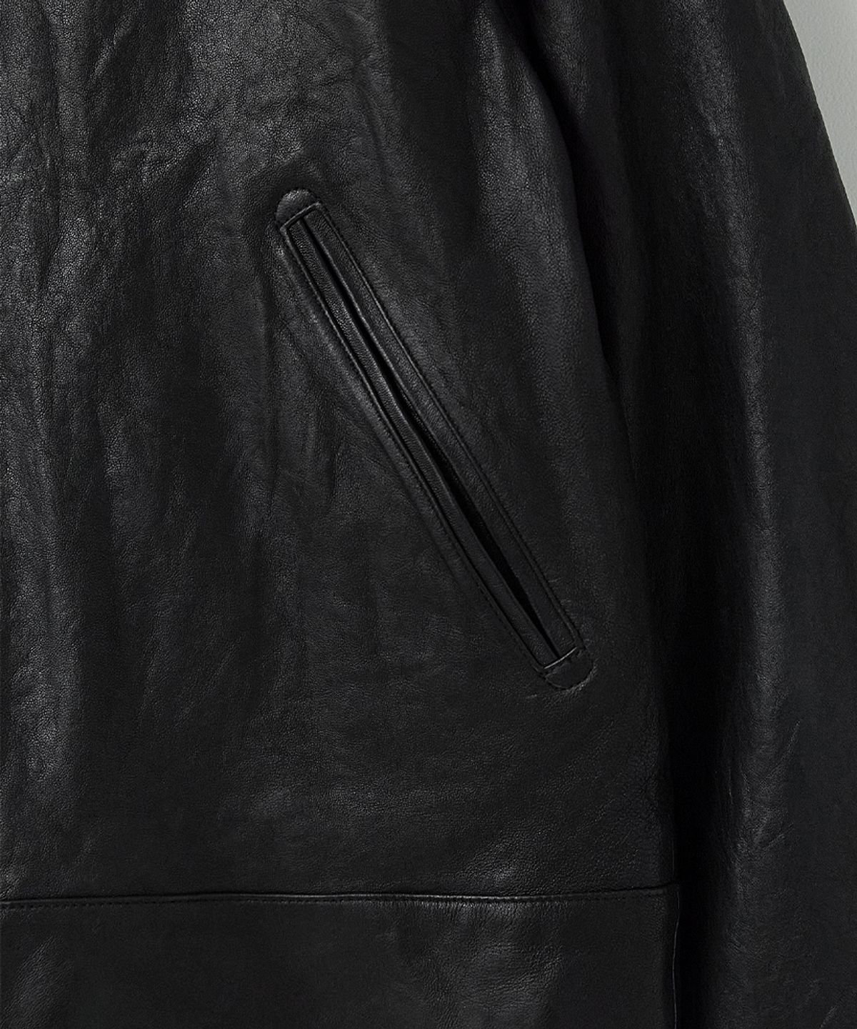 러프사이드(ROUGHSIDE) Motorcycle Drizzler Jacket Lambskin Black