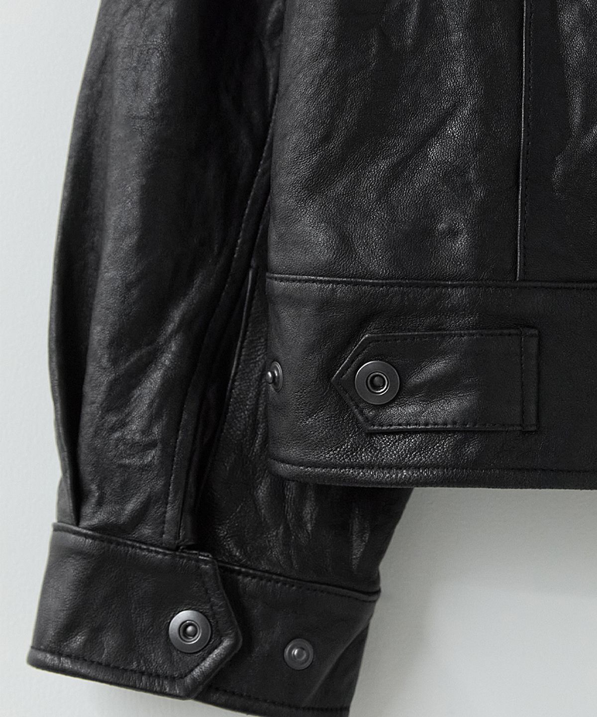 러프사이드(ROUGHSIDE) Motorcycle Drizzler Jacket Lambskin Black