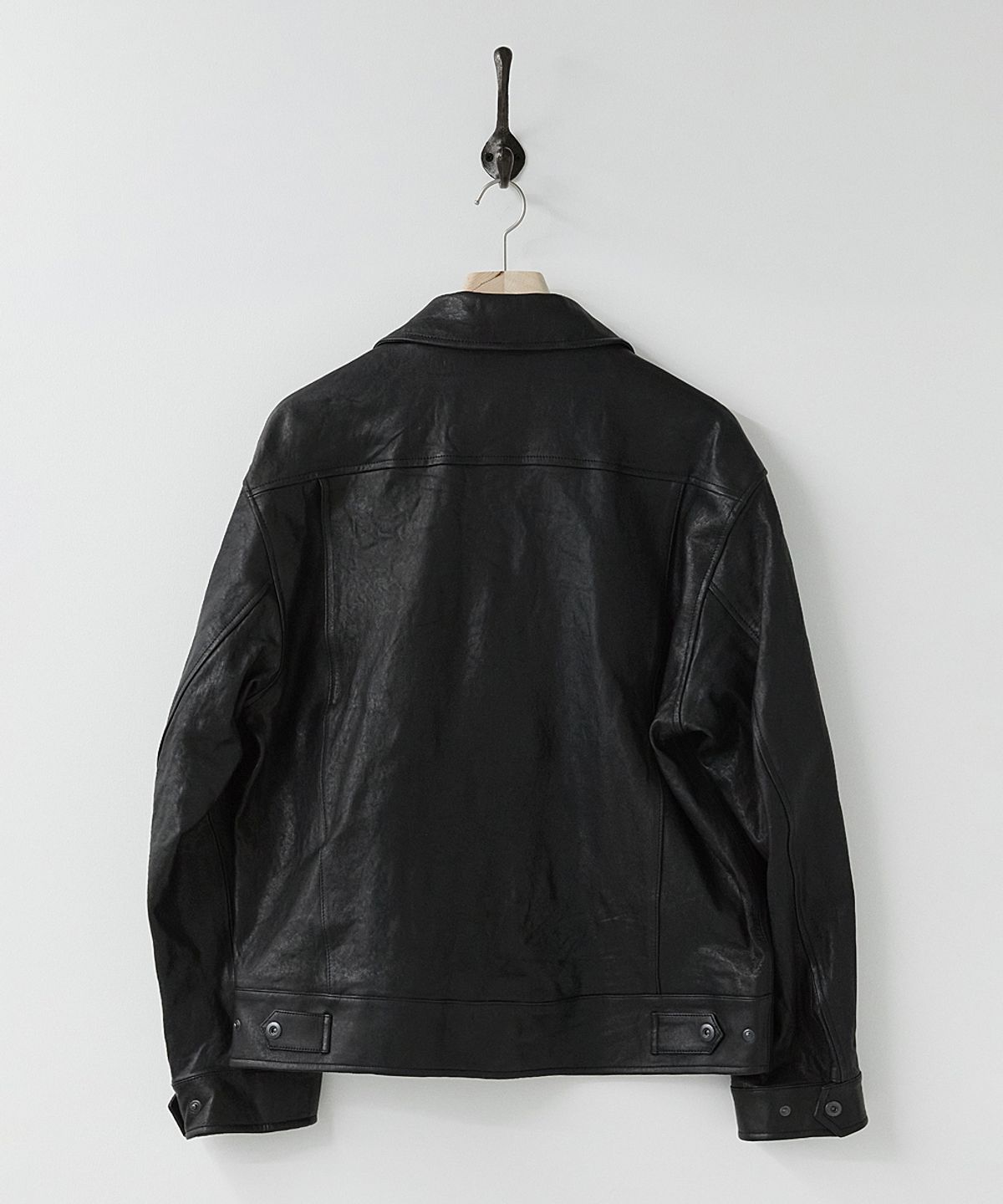 러프사이드(ROUGHSIDE) Motorcycle Drizzler Jacket Lambskin Black