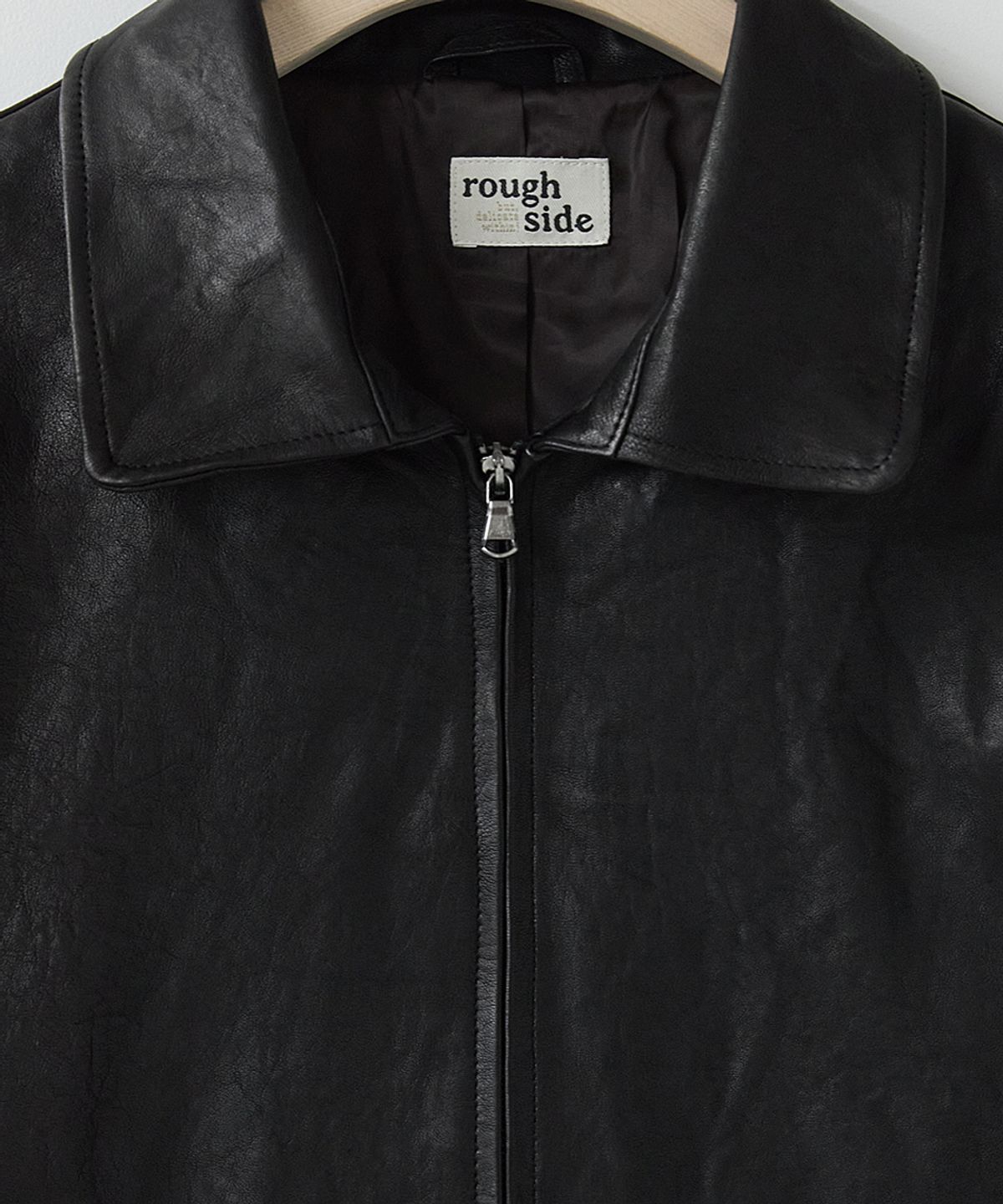 러프사이드(ROUGHSIDE) Motorcycle Drizzler Jacket Lambskin Black