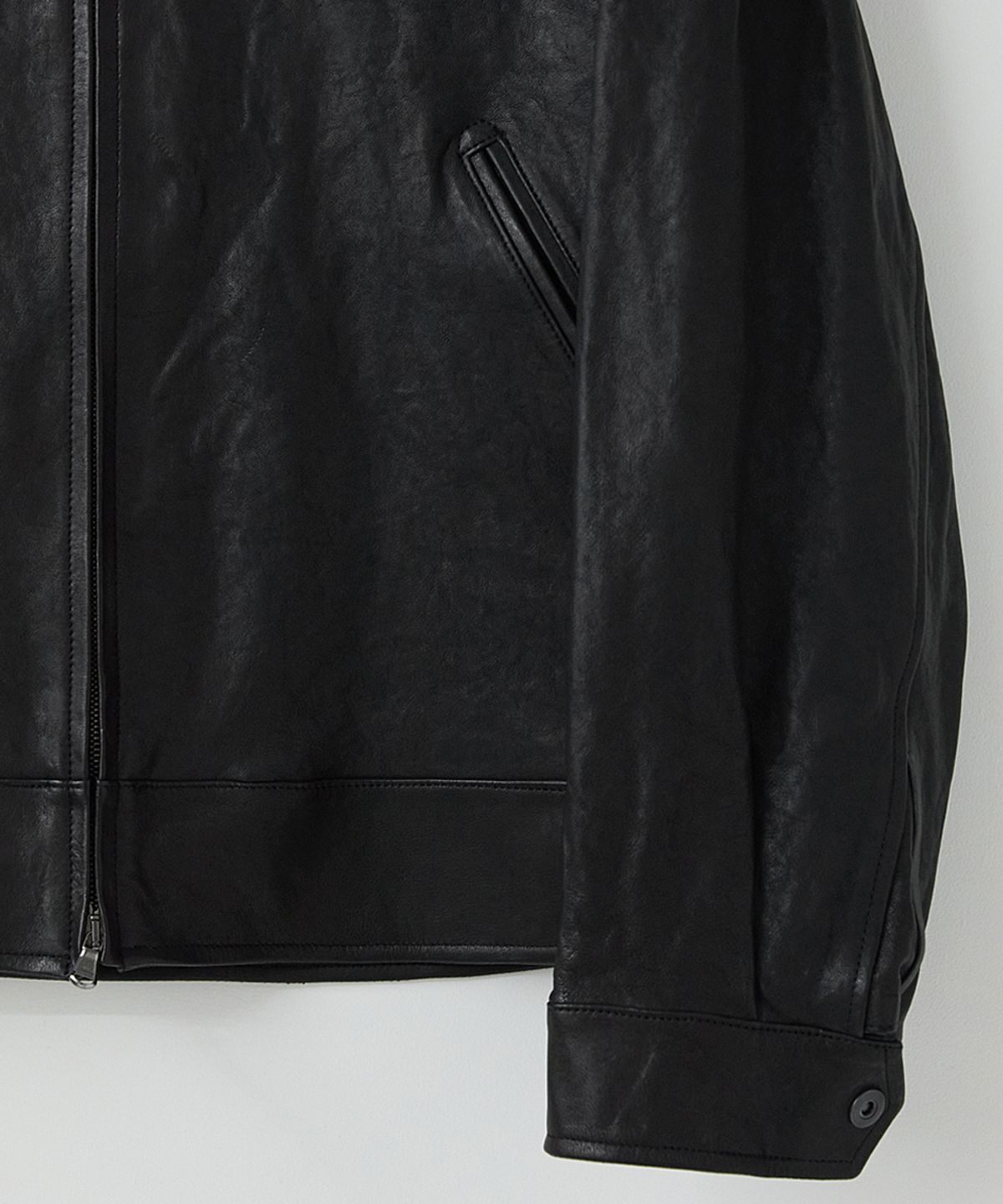 러프사이드(ROUGHSIDE) Motorcycle Drizzler Jacket Lambskin Black