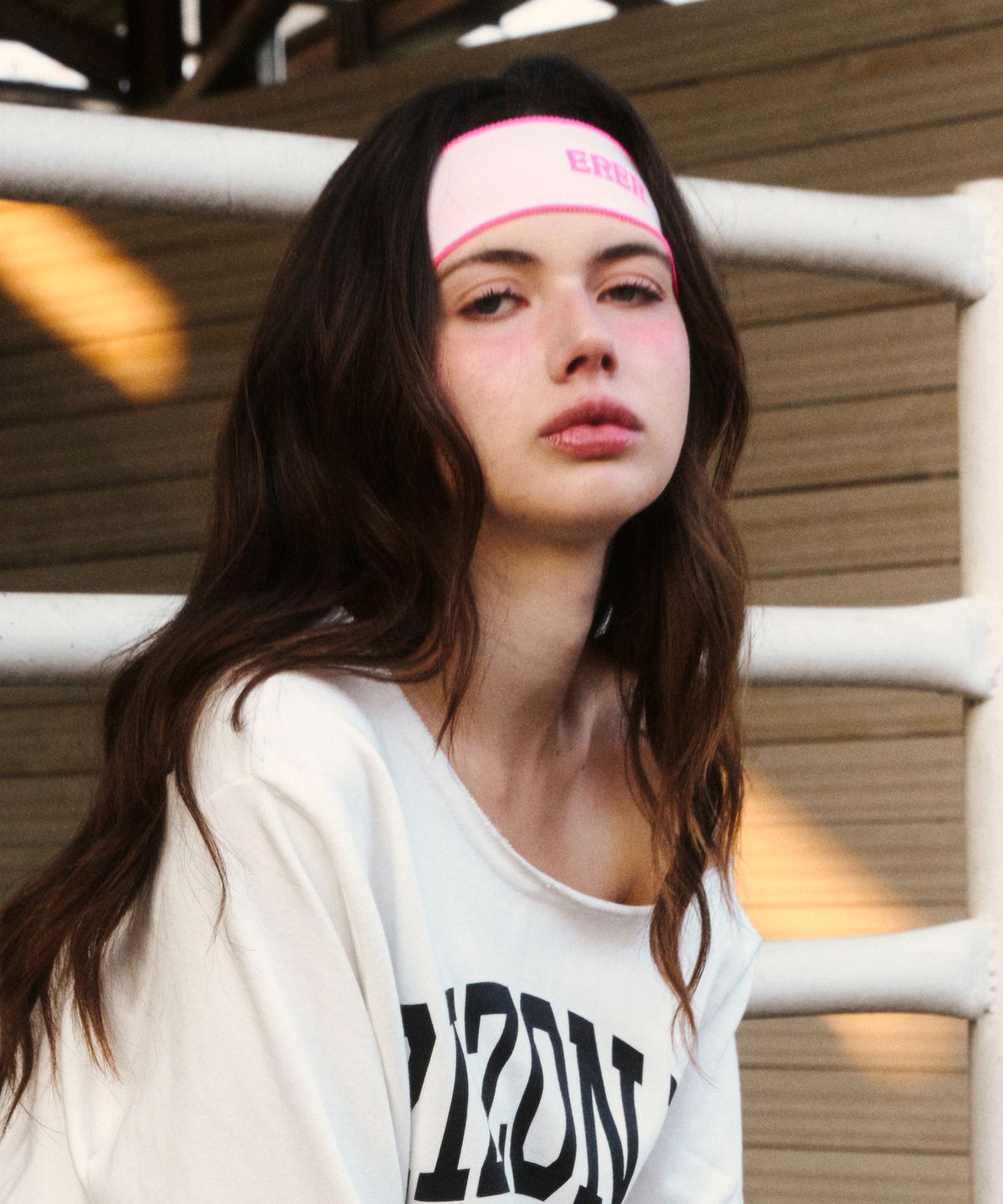 에르에르(ERER) Jacquard Hair Band Neon Pink