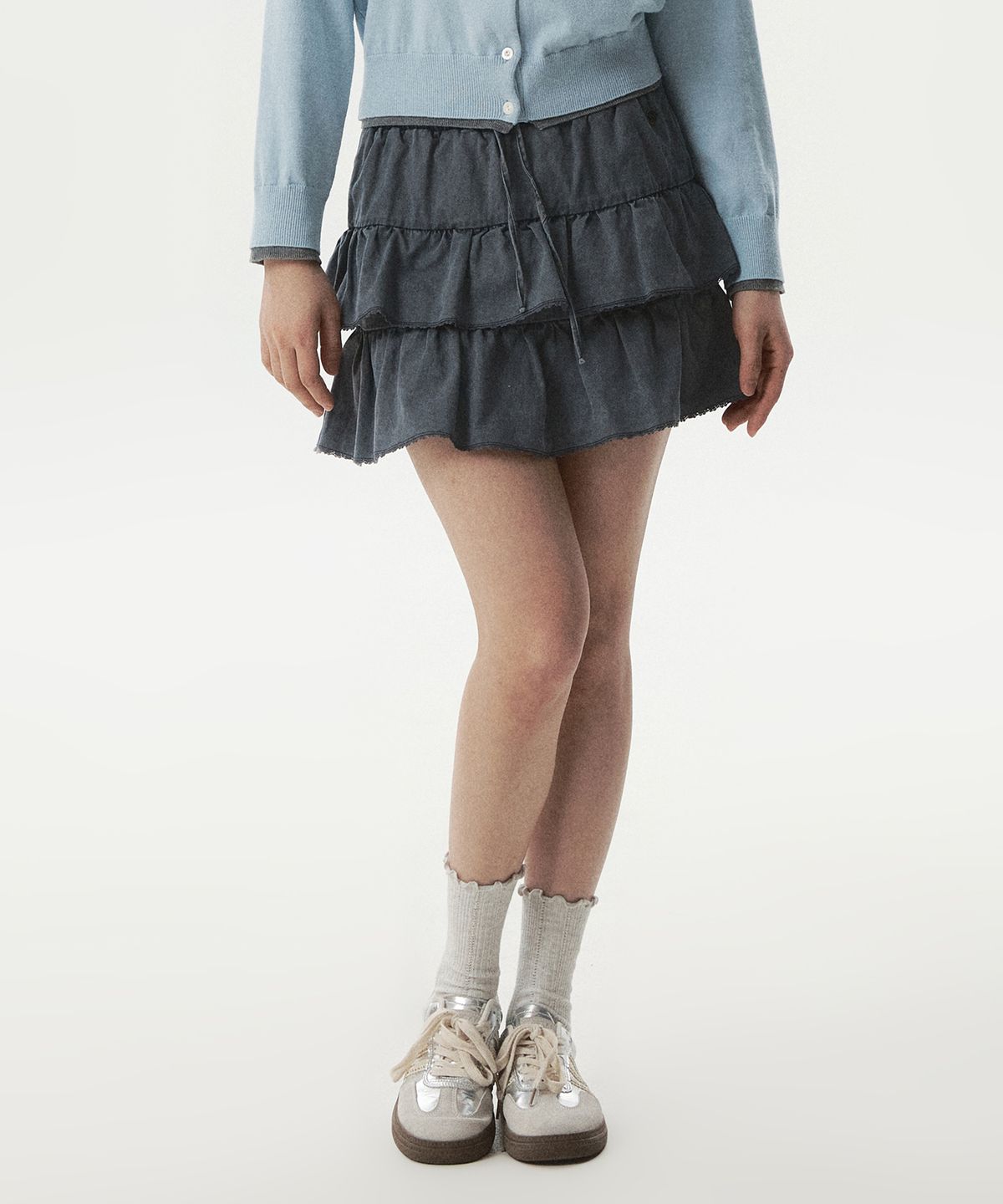 후아유(WHO.A.U) Dyeing Short Tiered Skirt / WHWHG1161F