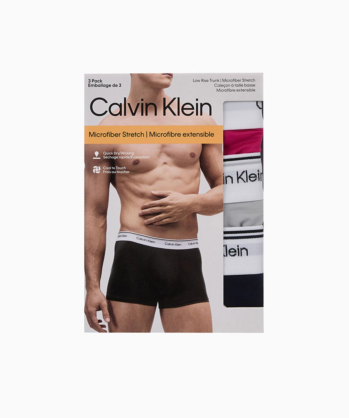 캘빈클라인 언더웨어(CALVIN KLEIN UNDERWEAR) 남성 마이크로파이버 스트레치 밸런스 로우 라이즈 트렁크 3PK 멀티_NP2824OQJ1