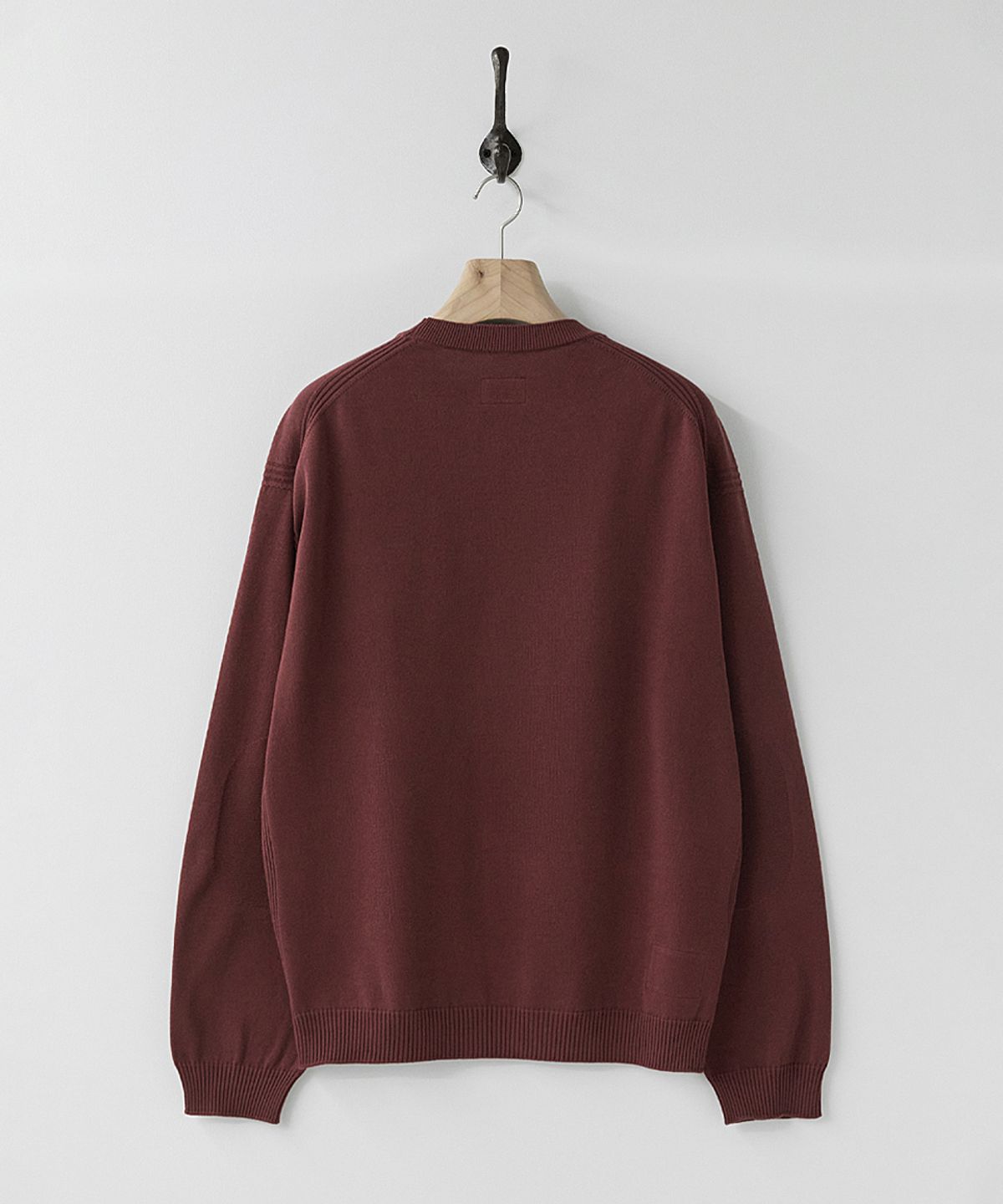 러프사이드(ROUGHSIDE) Whole Garment Crew Knit Burgundy