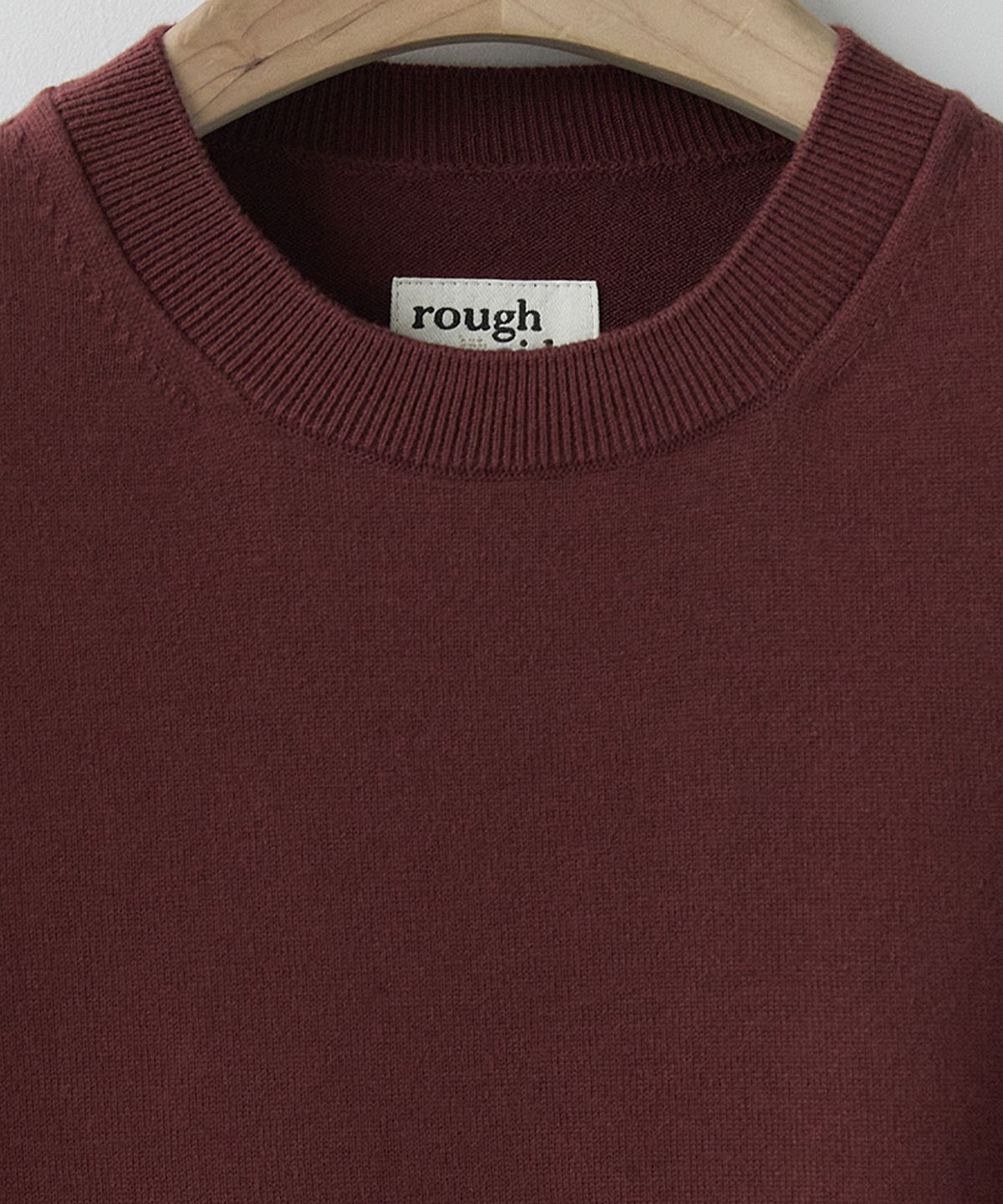 러프사이드(ROUGHSIDE) Whole Garment Crew Knit Burgundy