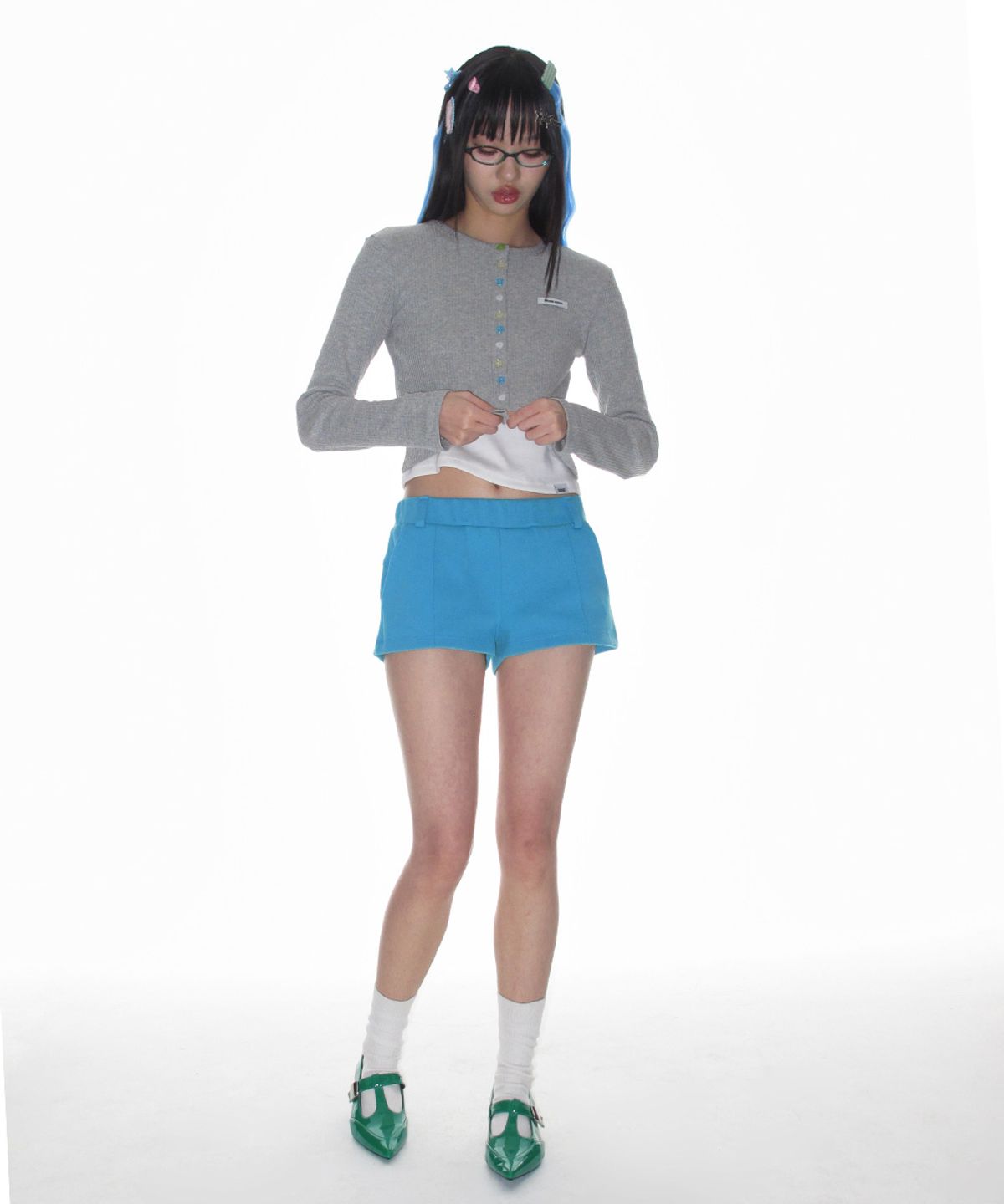 크랭크(CRANK) 멀티 버튼 가디건_멜란지 그레이