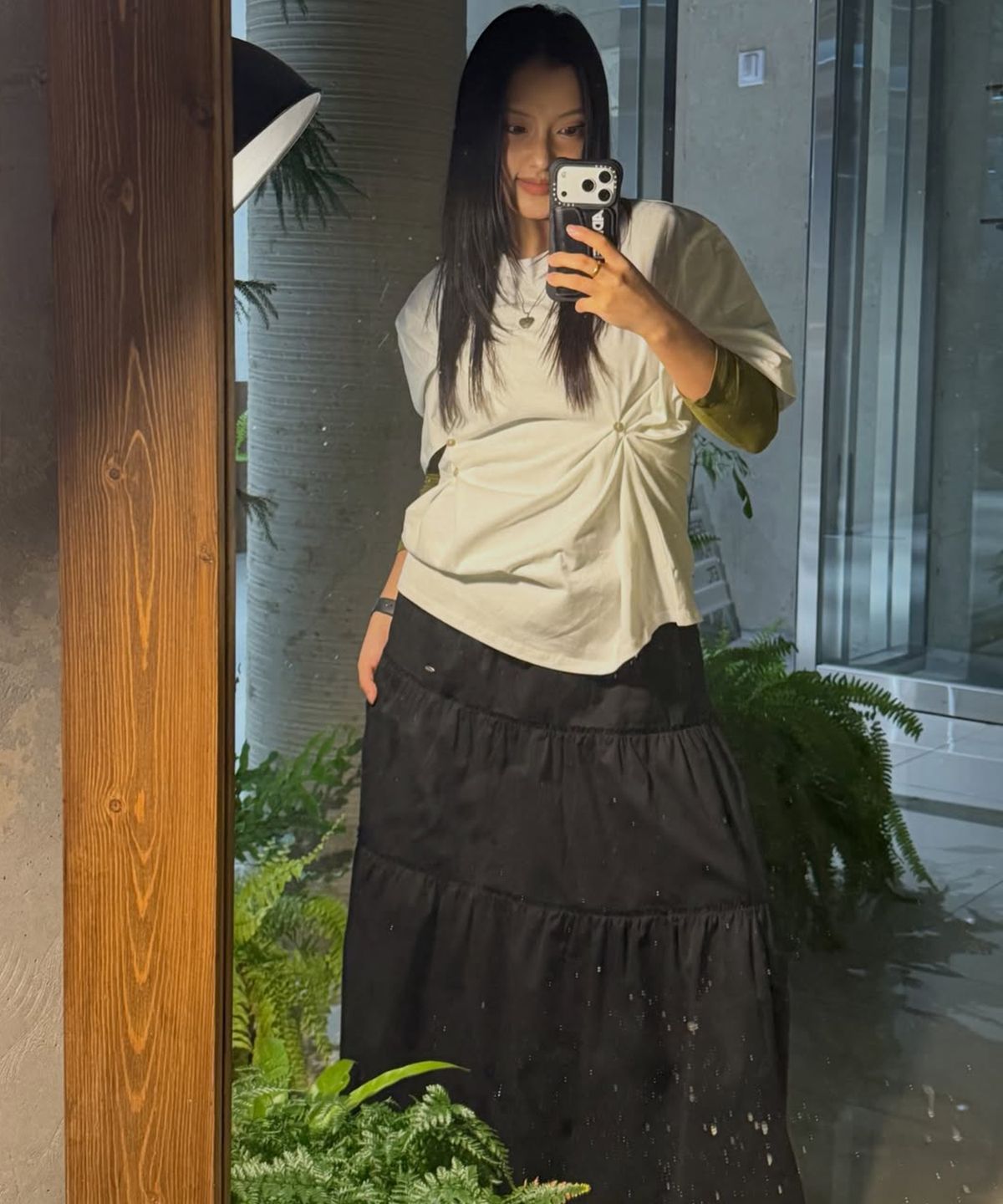 디어스토커(DEARSTALKER) ESTE SHIRRING TIERED MAXI SKIRT - BLACK