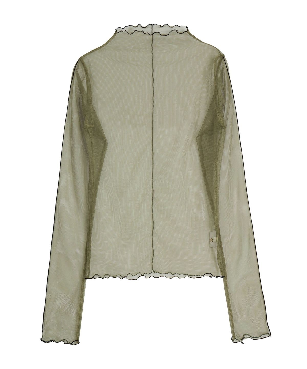 에르에르(ERER) Sheer High Neck T-shirt Khaki