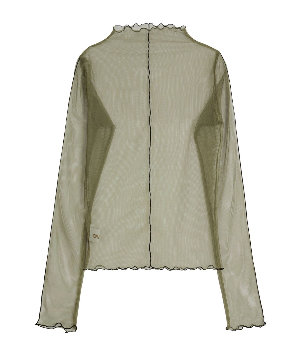 에르에르(ERER) Sheer High Neck T-shirt Khaki