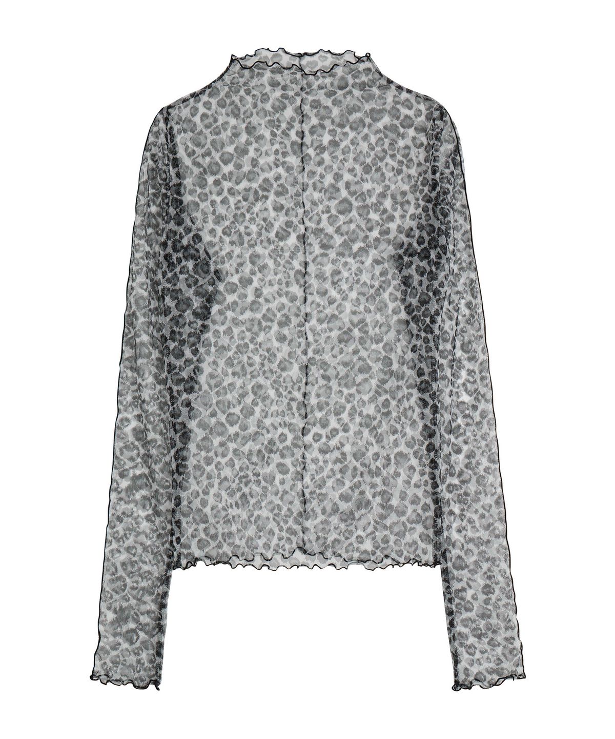에르에르(ERER) Sheer Leopard High Neck T-shirt Black