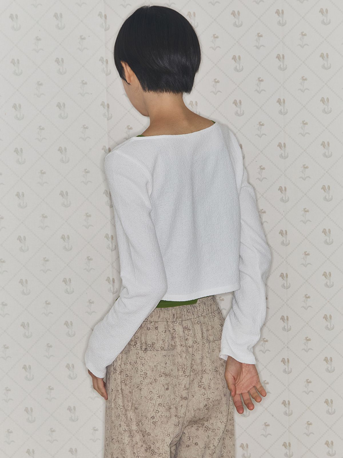 어펙션(AFFECTION) Cotton Crepe Cardigan (White)