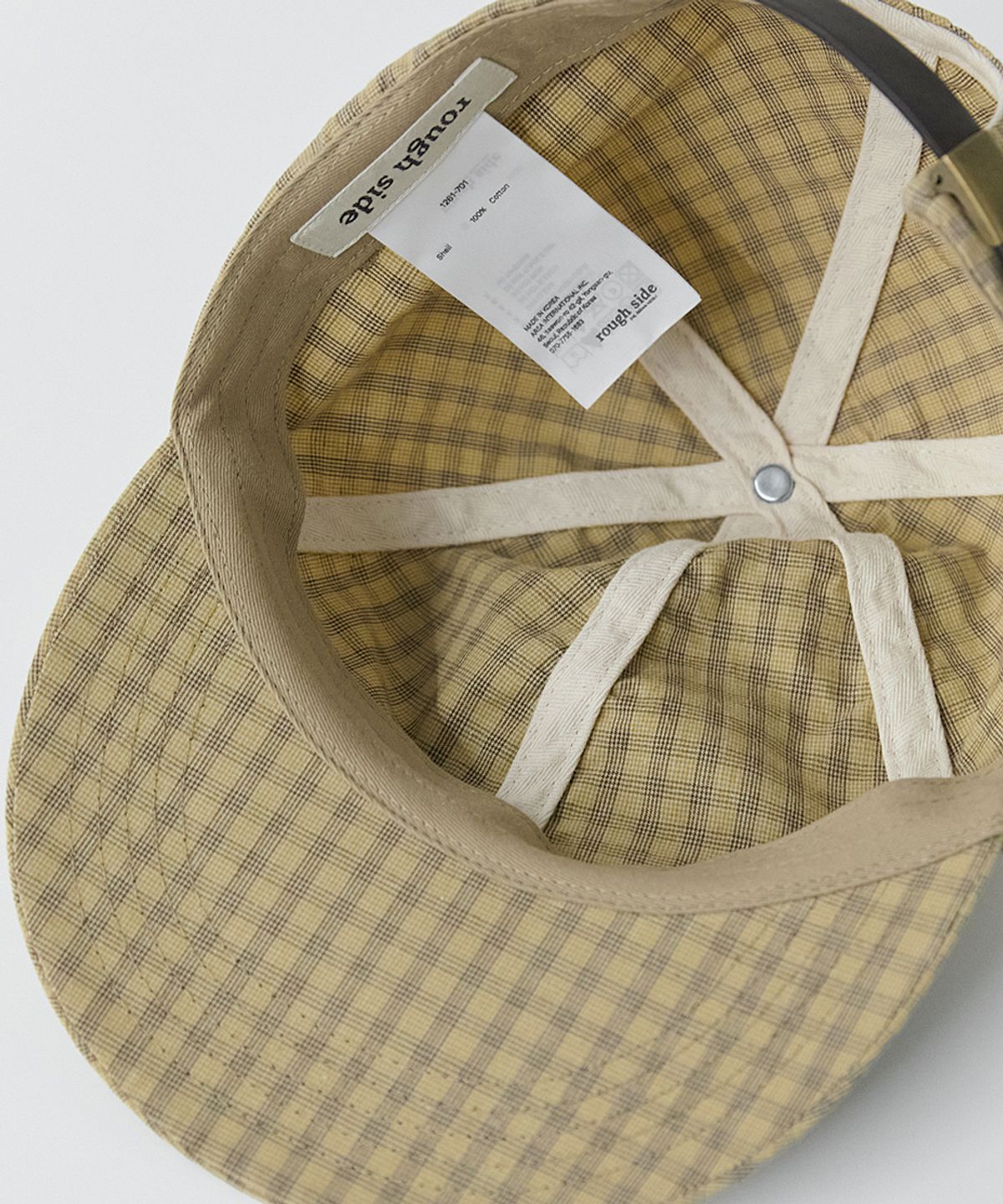 러프사이드(ROUGHSIDE) Washed 6panel Cap Yellow Glen Check