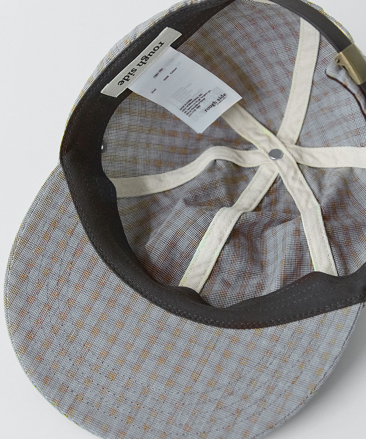 러프사이드(ROUGHSIDE) Washed 6panel Cap Sky Blue Glen Check