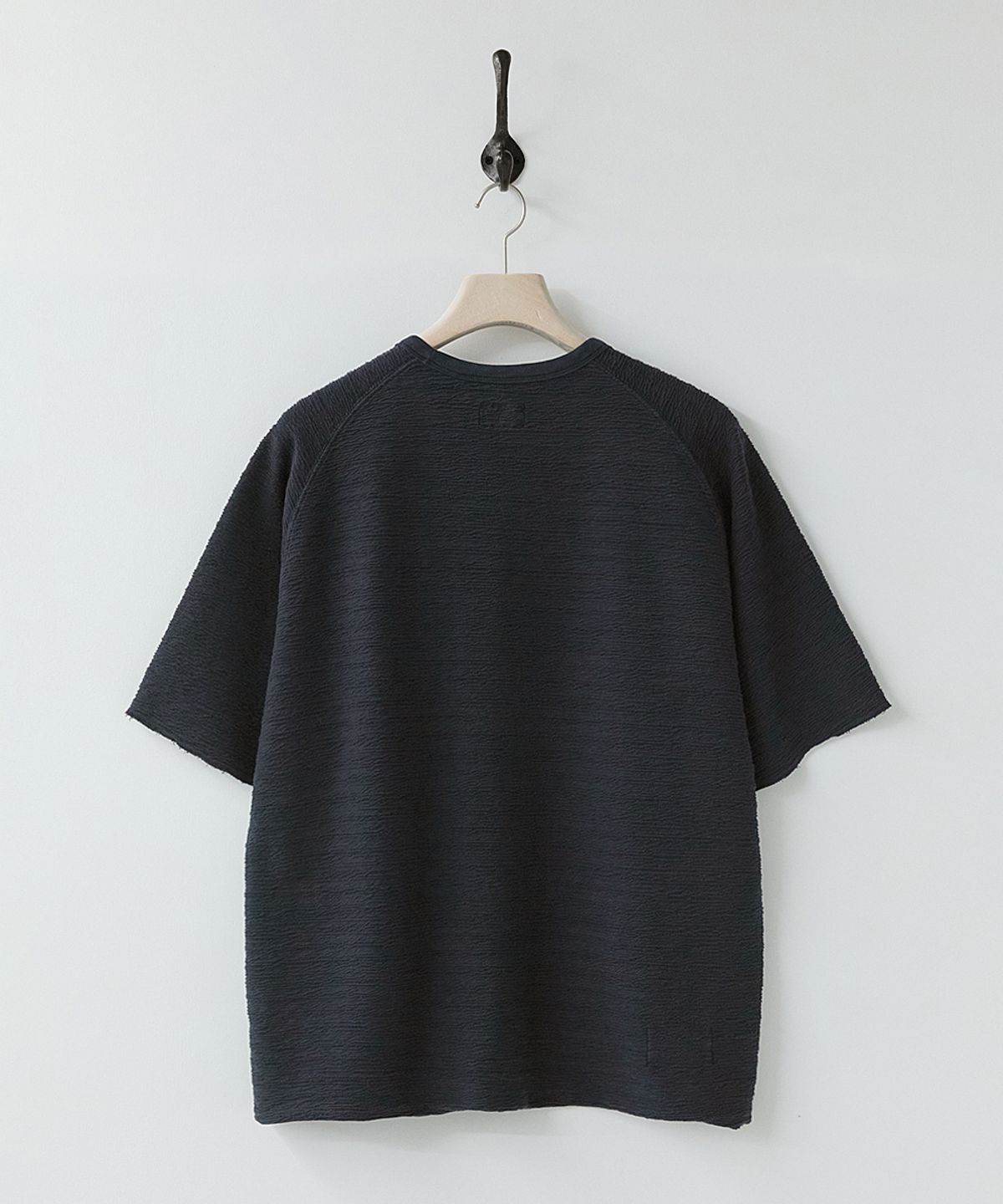 러프사이드(ROUGHSIDE) Dyed Stripe Half Sleeve Dark Navy